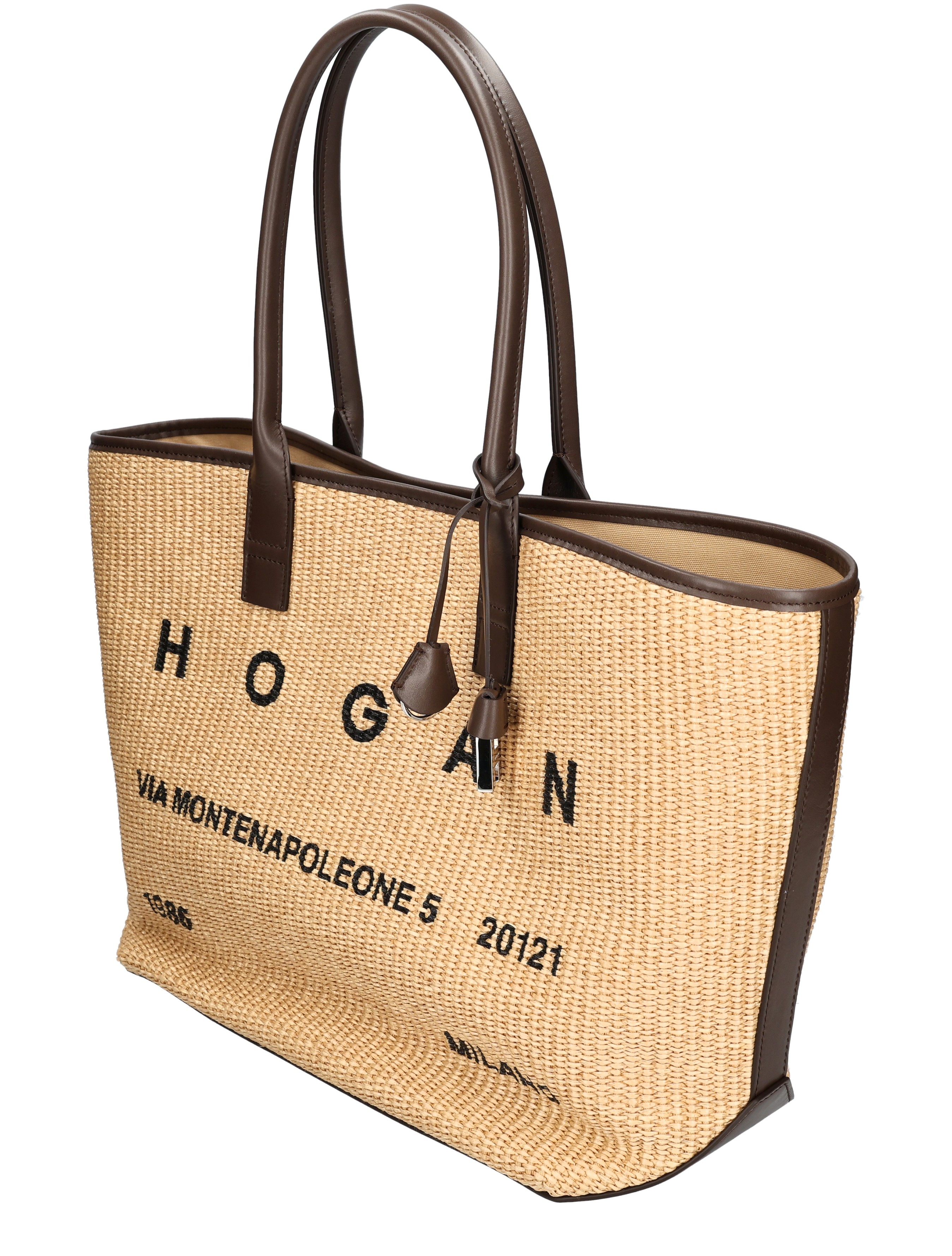 Hogan - Script Shopping Bag Medium Brown Ivory - Dames - Schoudertassen - 49672_72_3