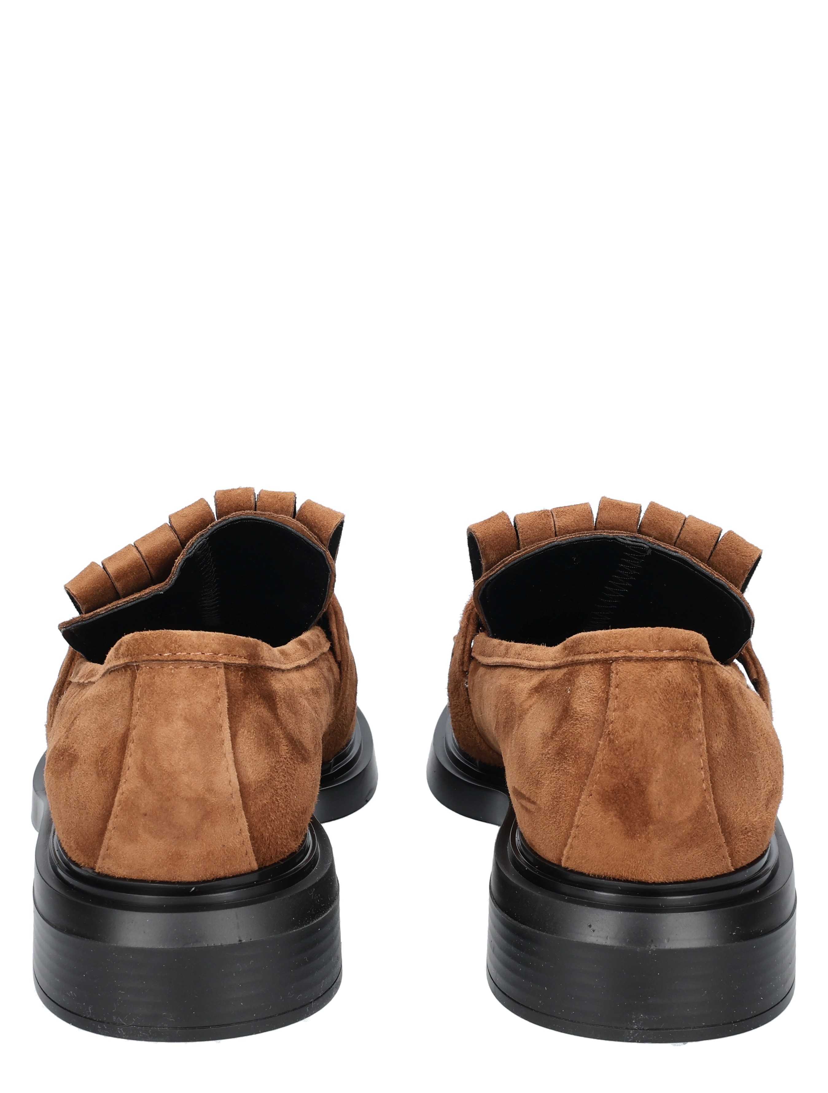 bruin, suede, loafers, schoenen, achterkant