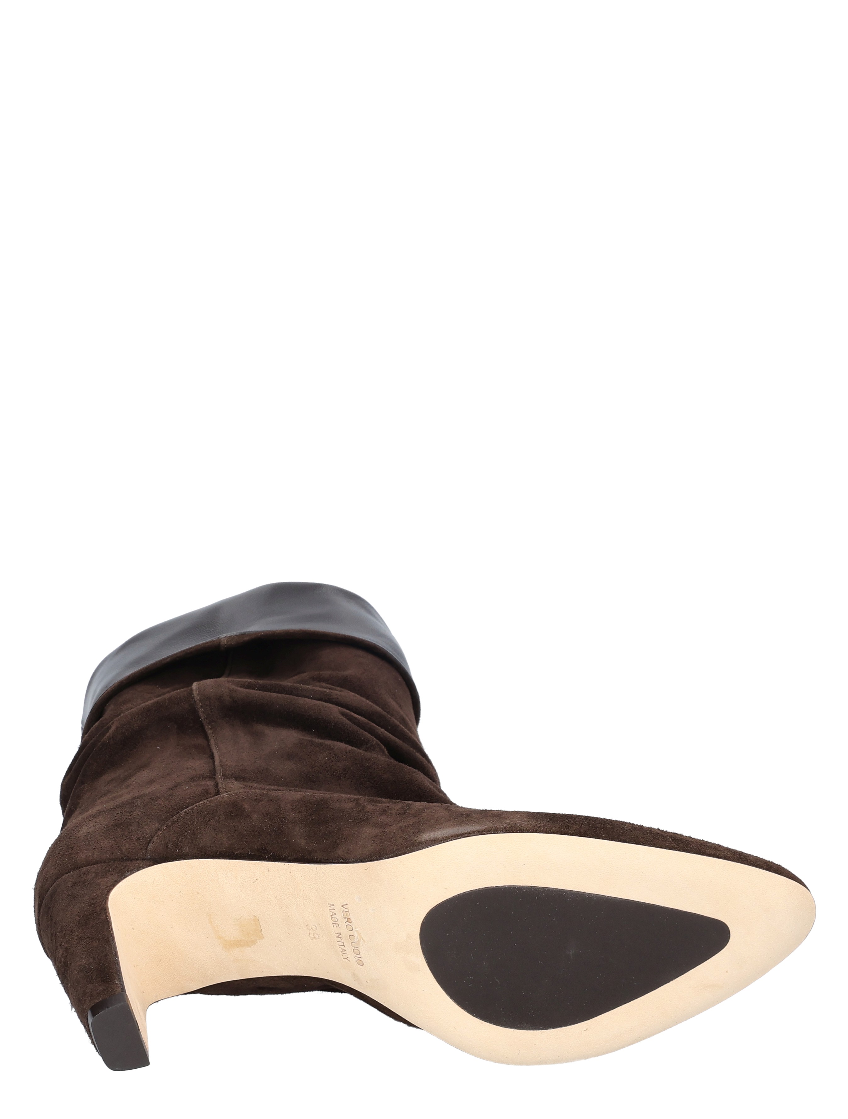 laars, bruine suede, enkellaars, hielhak, zool