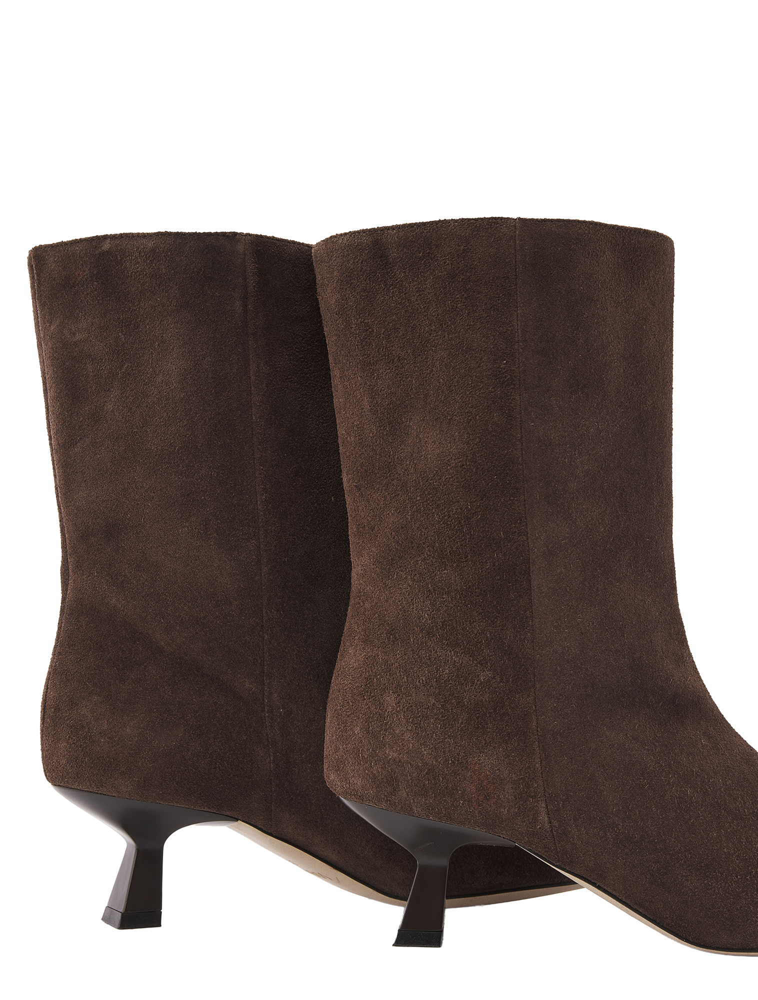 leren, suède, bruine boots, korte hak, enkellaars
