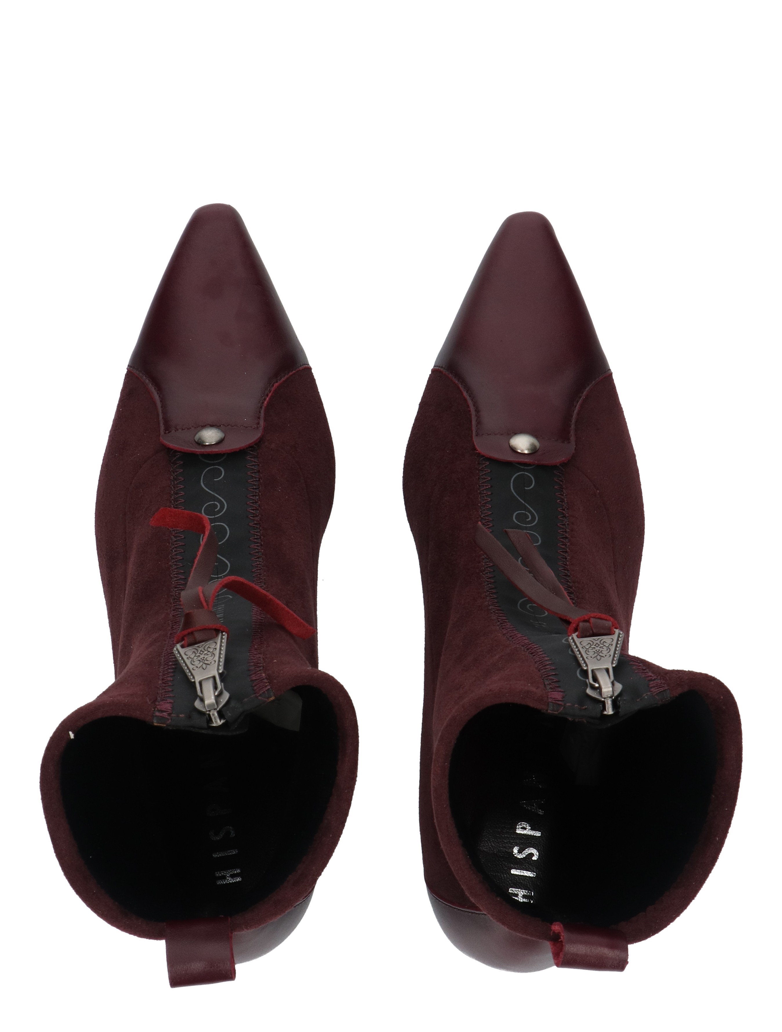 boots, ankle boots, burgundy, zip closure, leather suede