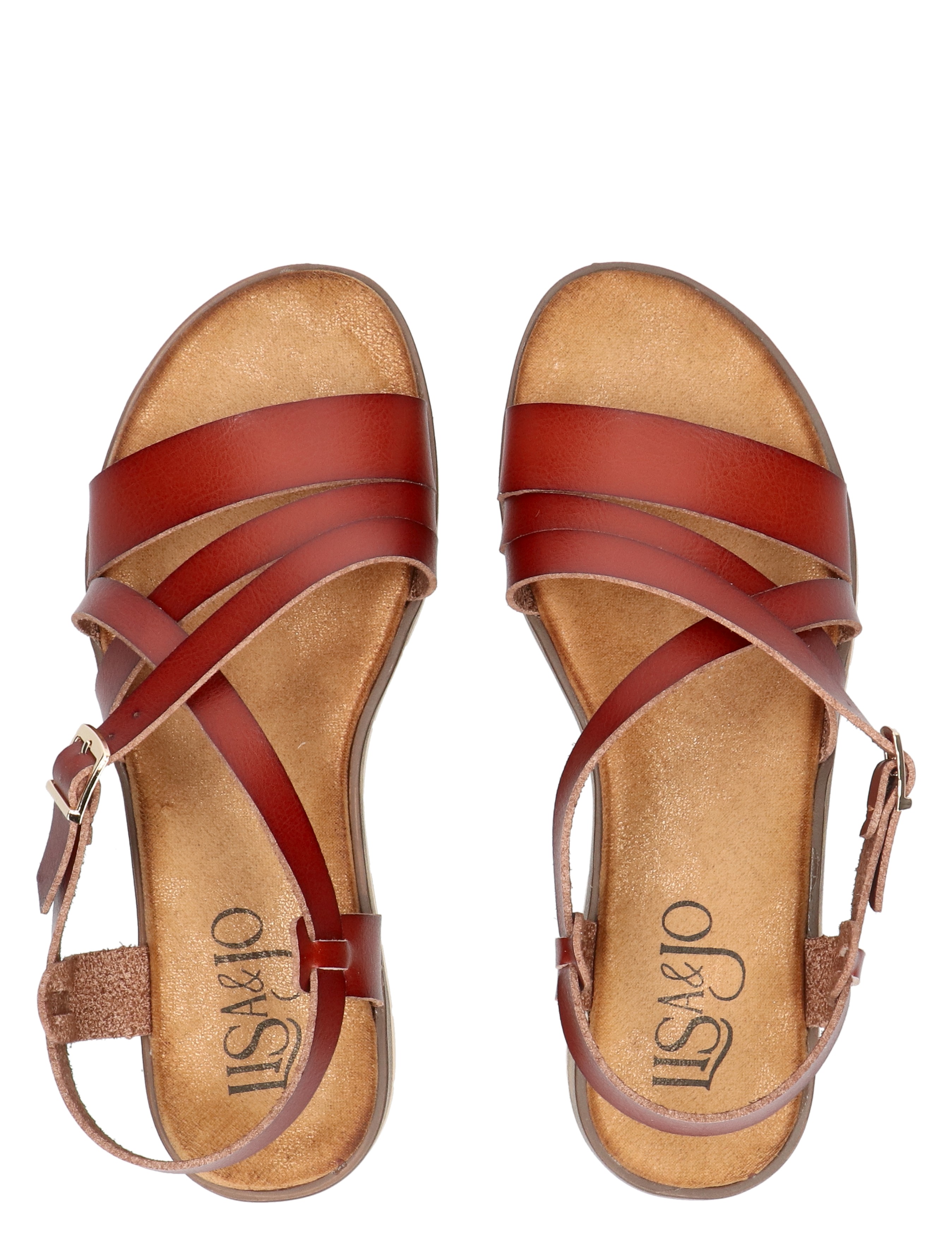 sandalen, leder, bruin, bandjes, open hiel