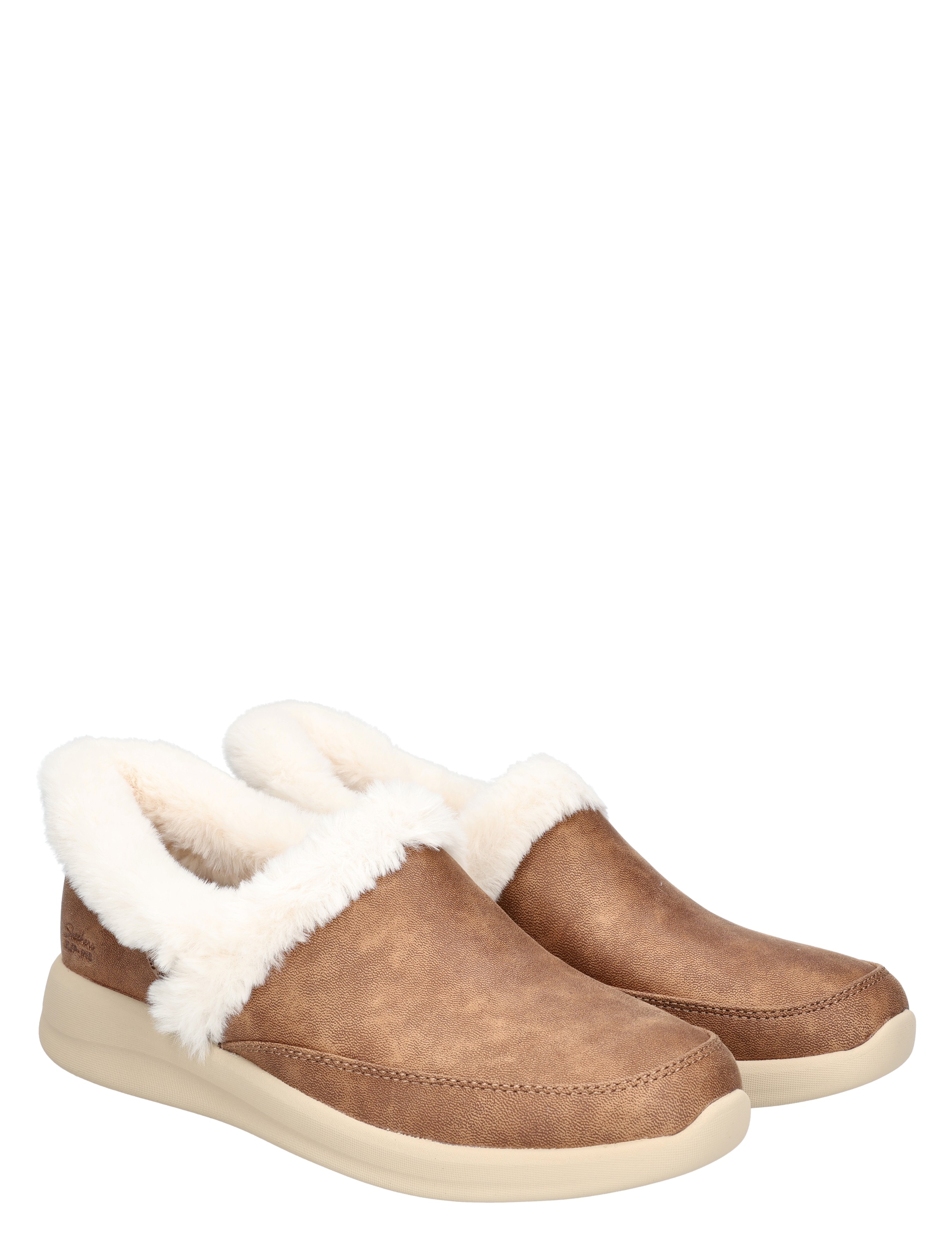 slippers, moccasins, brown, fur-lined, slip-on