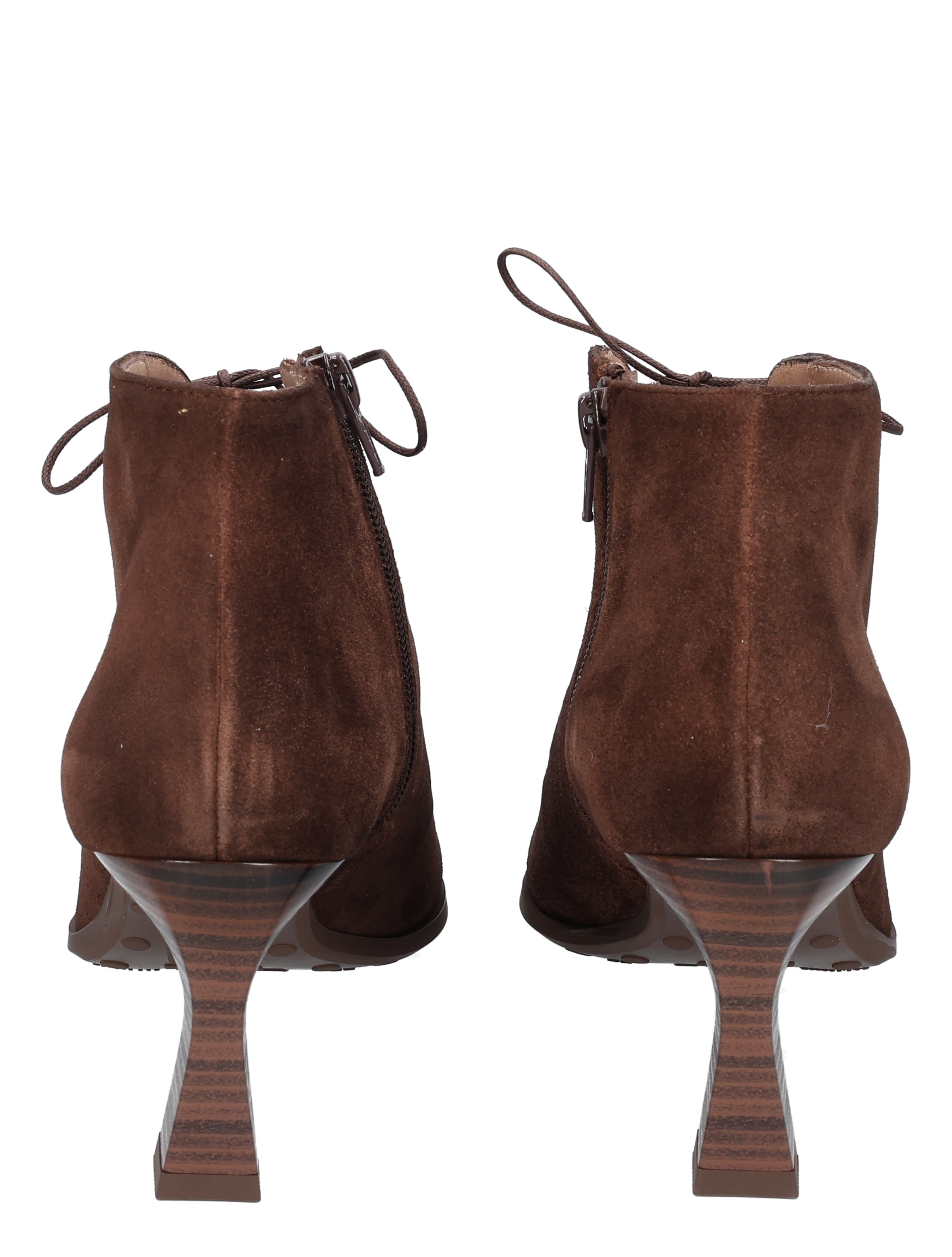 ankle boot, bruin suède, rits, stilettohiel, middelhoge hak