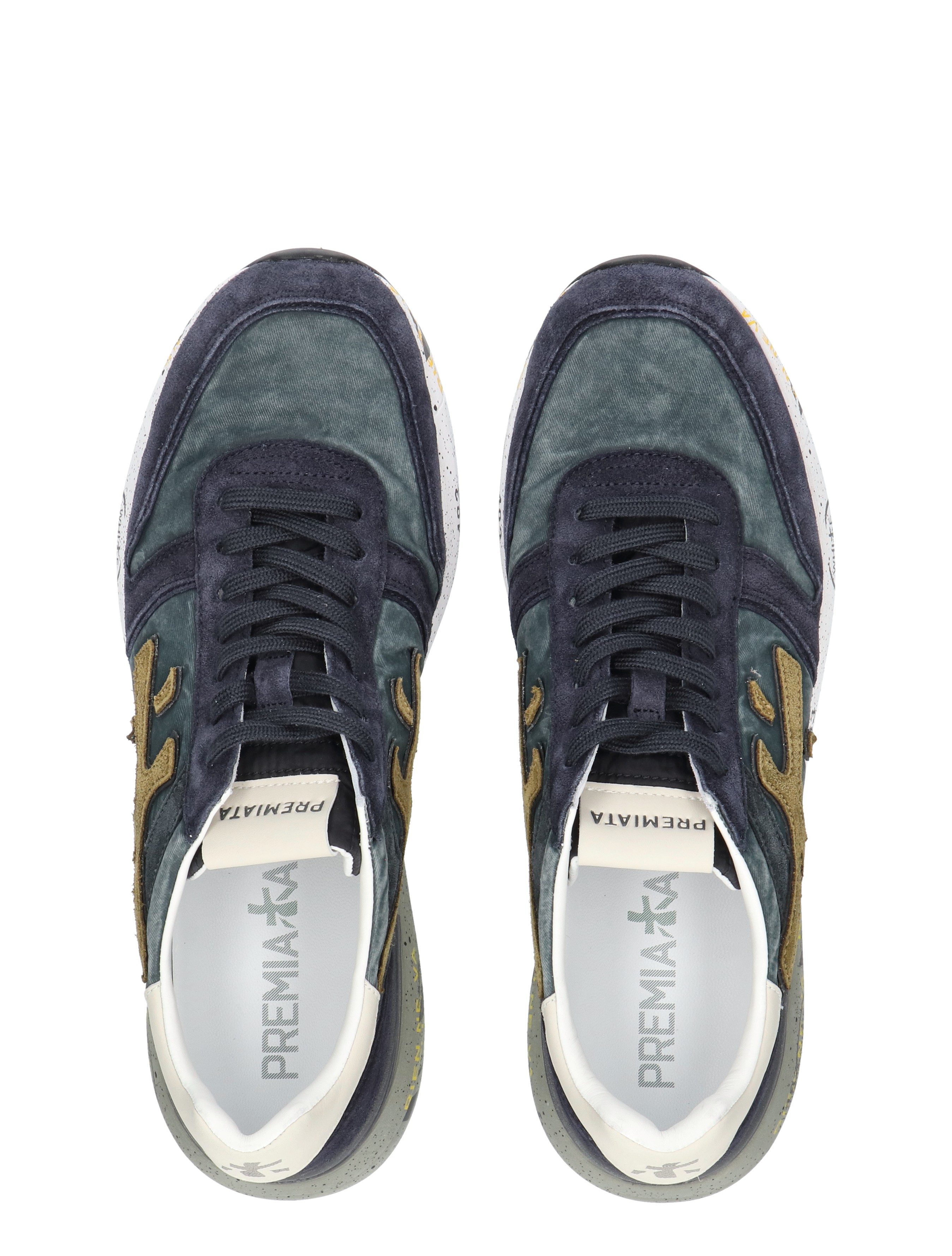 sneakers, donkerblauw, groen, luxe sneakers, veters