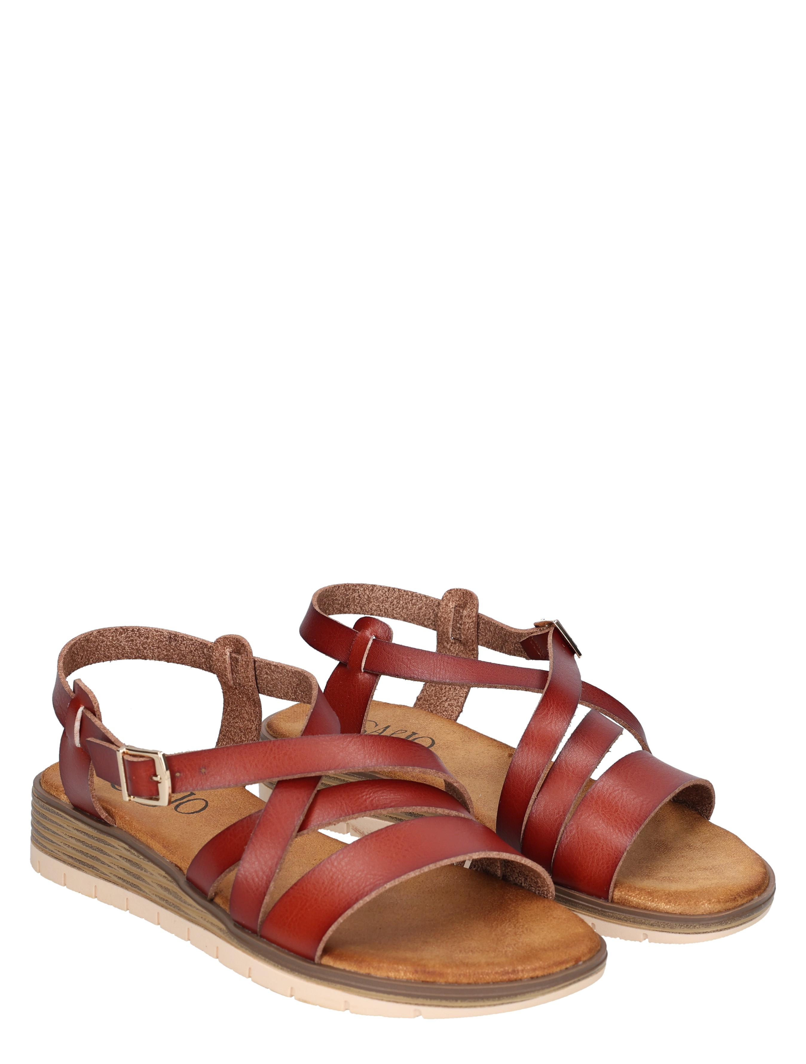 sandalen, rood bruin leer, bandjes sandal, open sandaal, lopenzool?