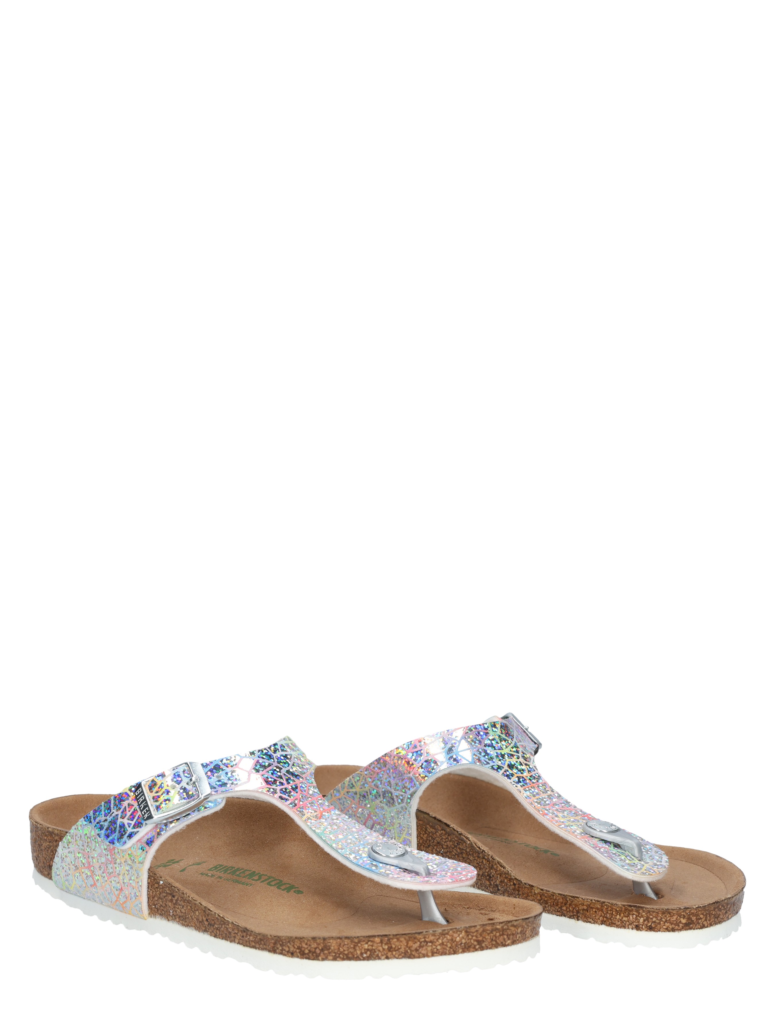 Birkenstock - Gizeh Kids Flasy Silver Birko-Flor Narrow - Meisjes - Sandalen - 49612_54_6