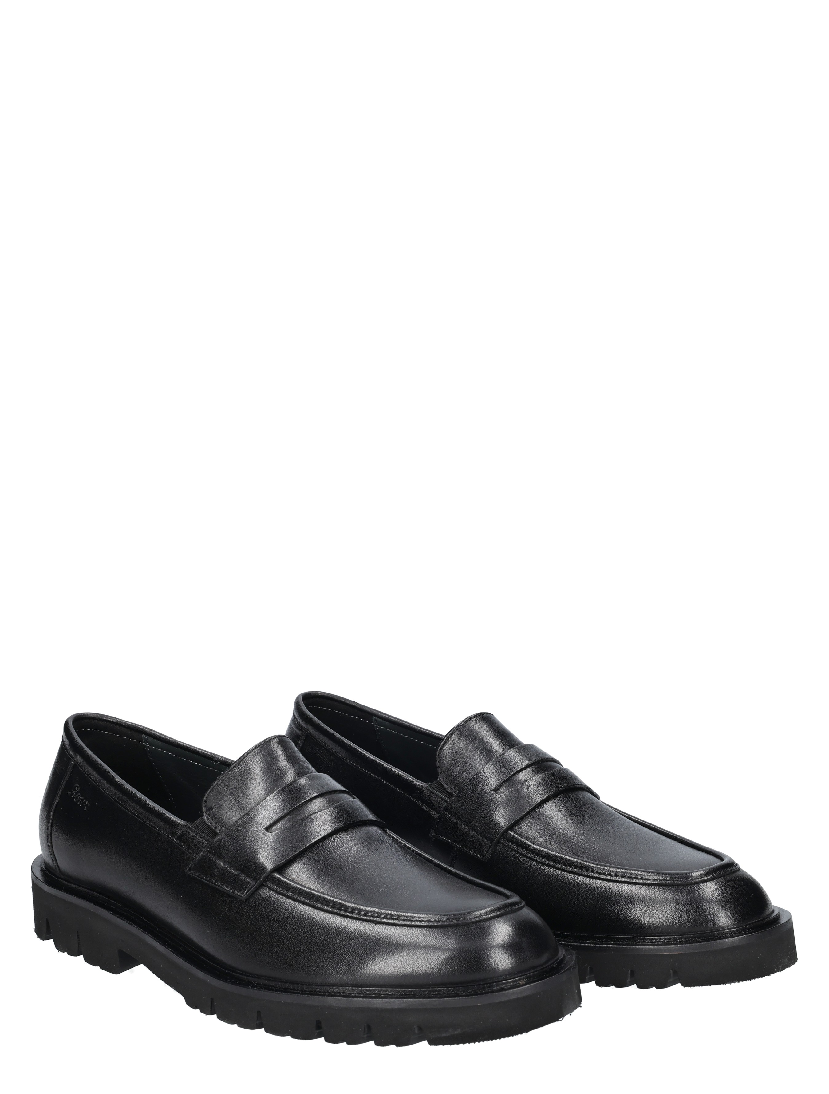 loafer, zwart, leer, instapschoen, dikke-zool