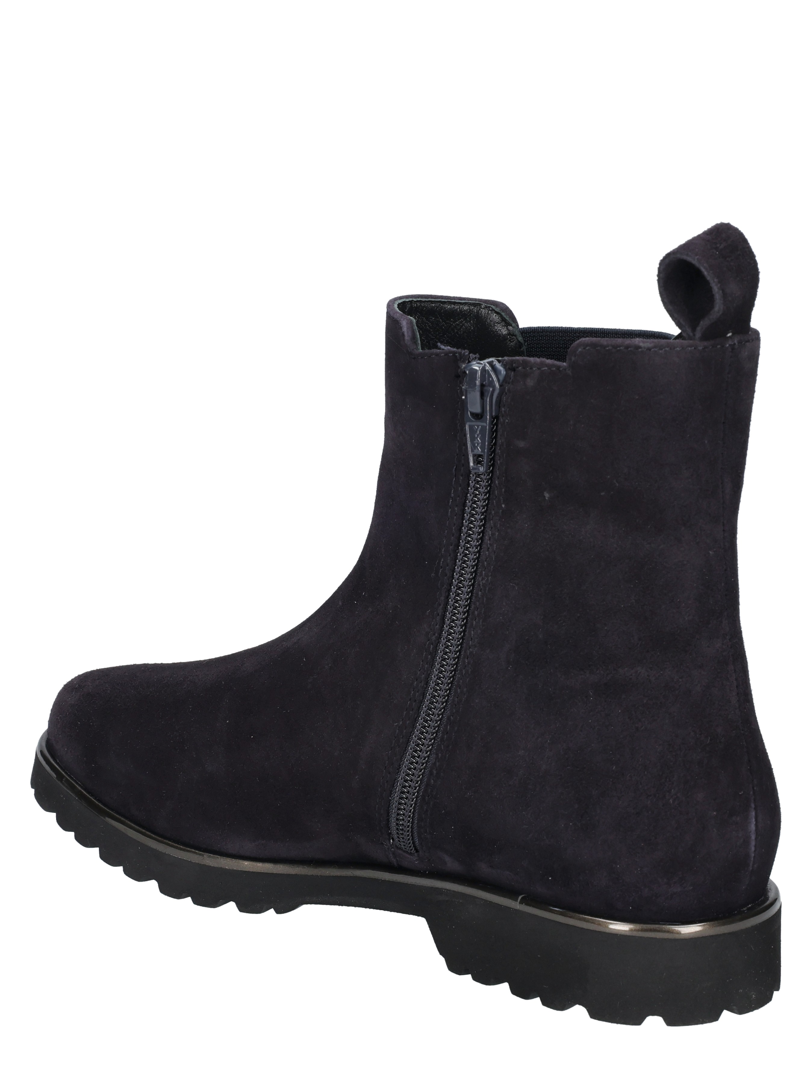 ankleboot, suede, zwarte, ziptje, slim profiel