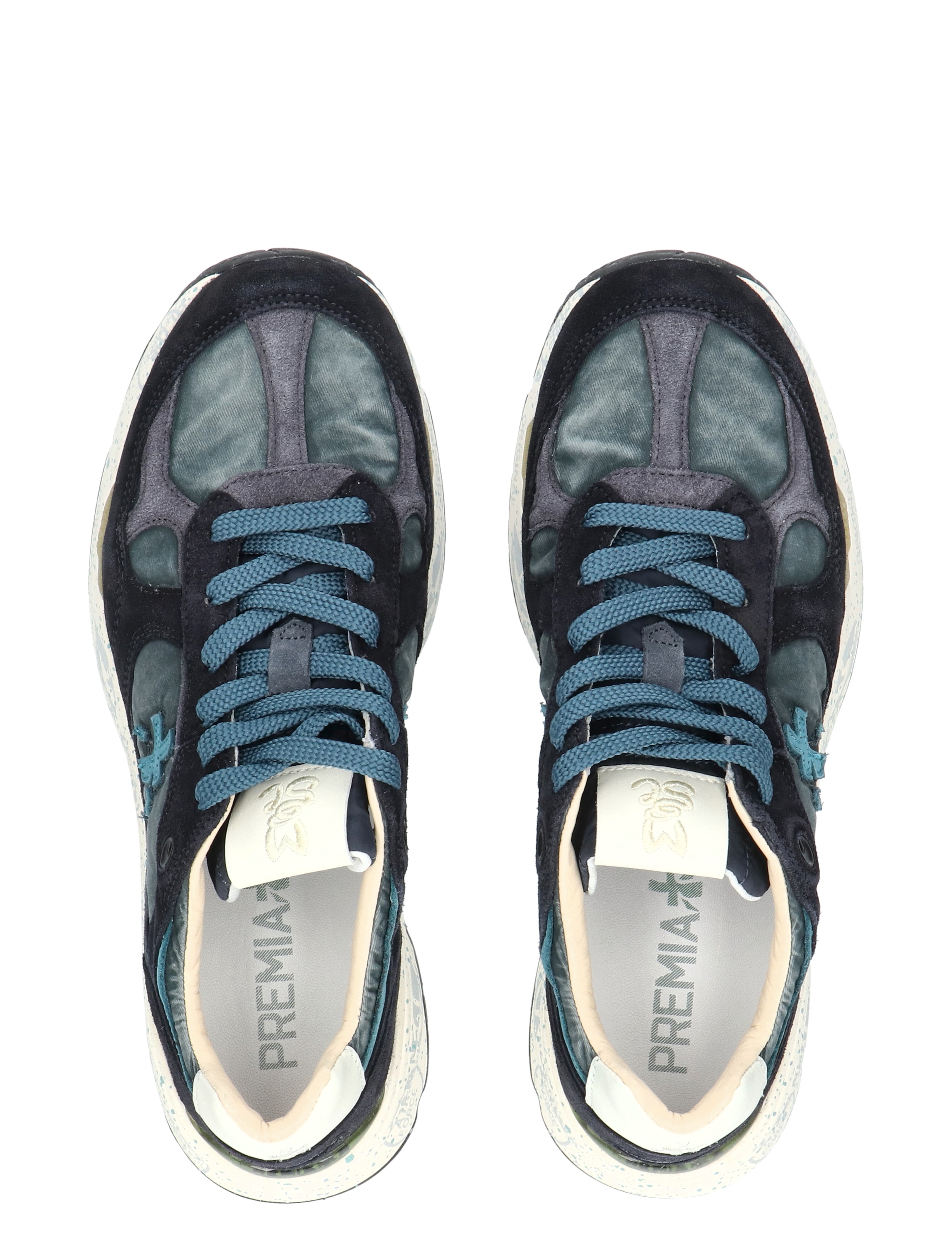 sneakers, blauwe veters, donkerblauw, canvas, kledingonderdeel