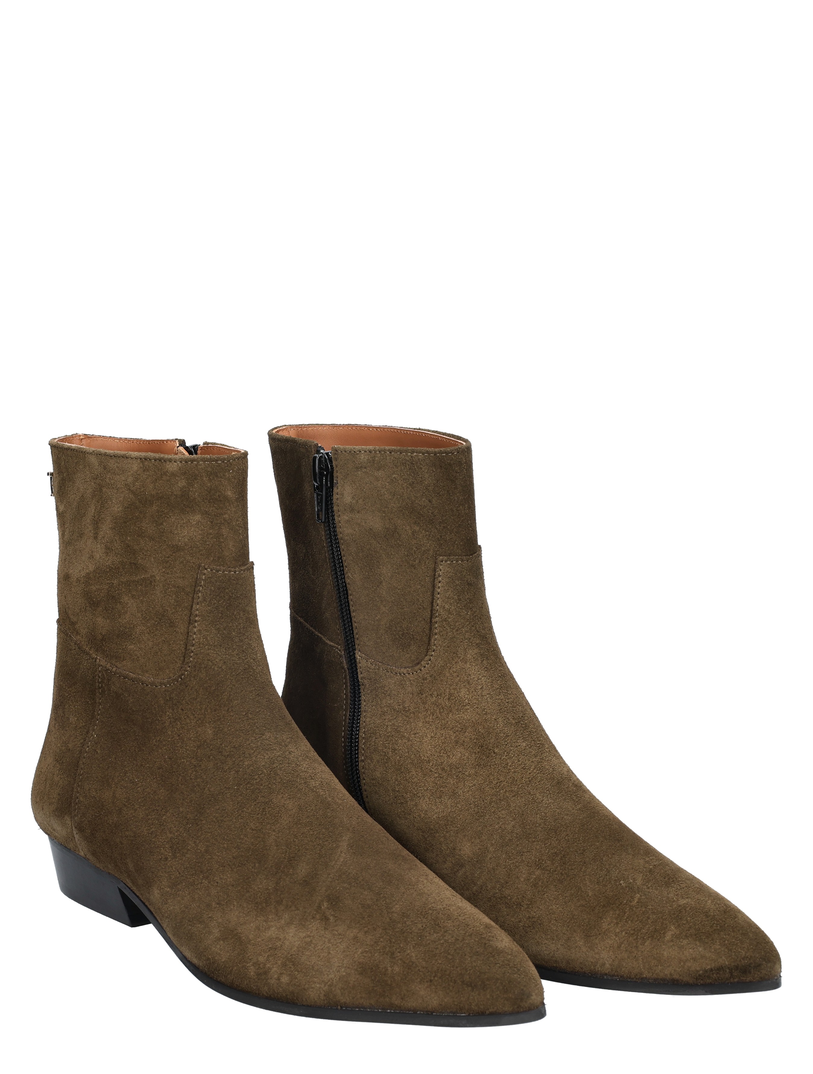 laarzen, ankleboot, suède, bruin, zwarte zool