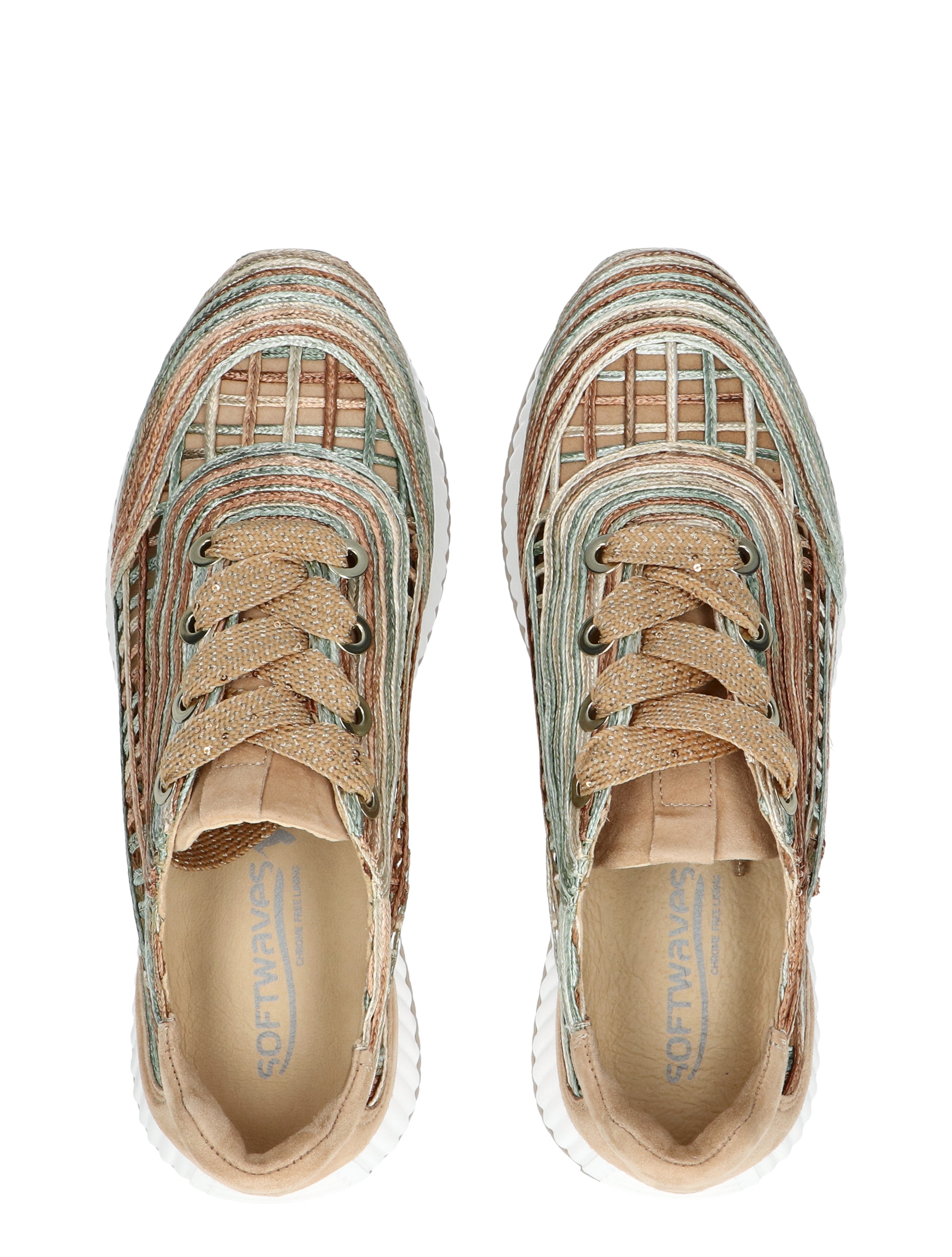 Softwaves - 8.95.01 016 Rafia Multi Noisette - Dames - Veterschoenen - Casual Veterschoenen - 47456_76_7