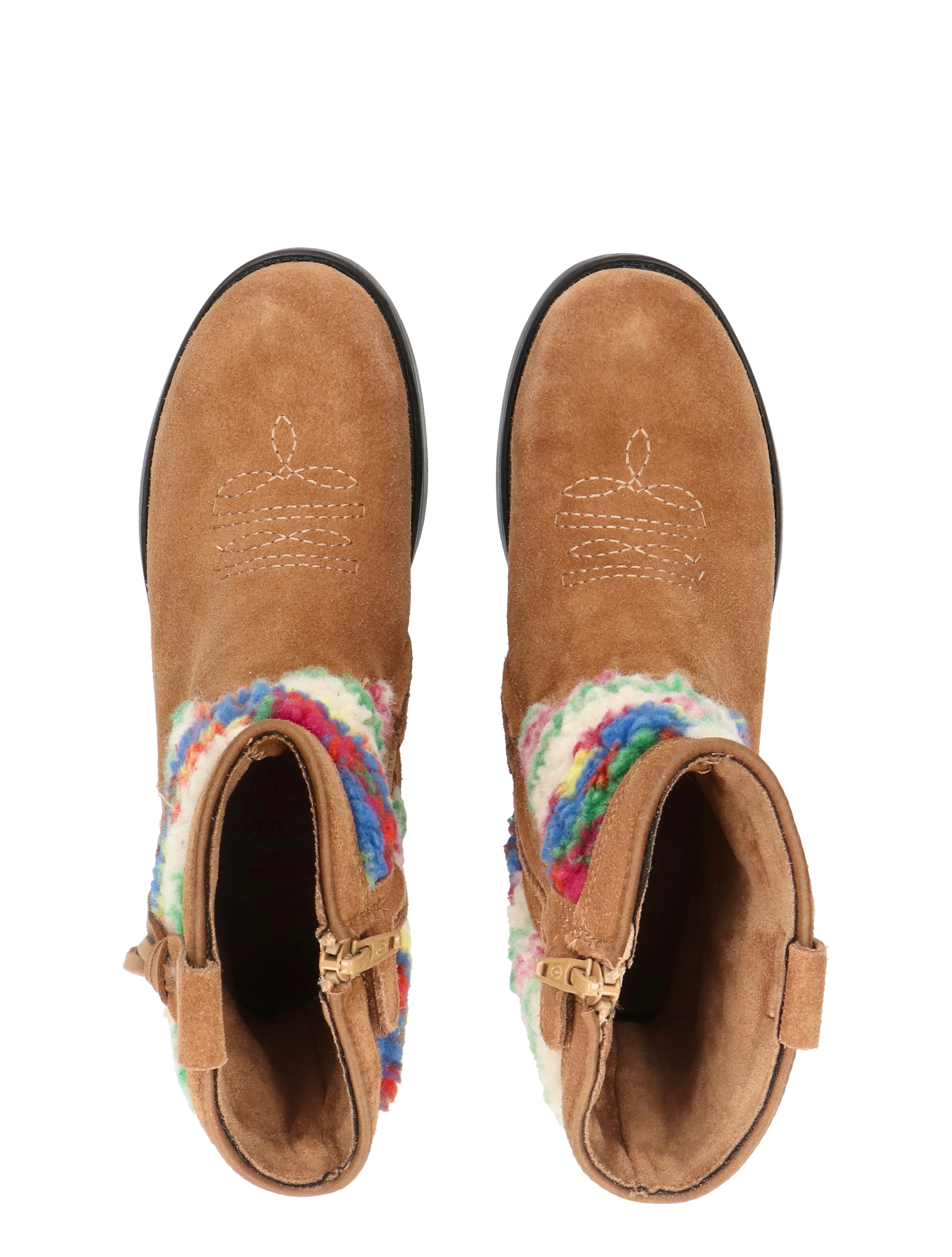 ankle boots, suede, brown, foldover, colorful lining