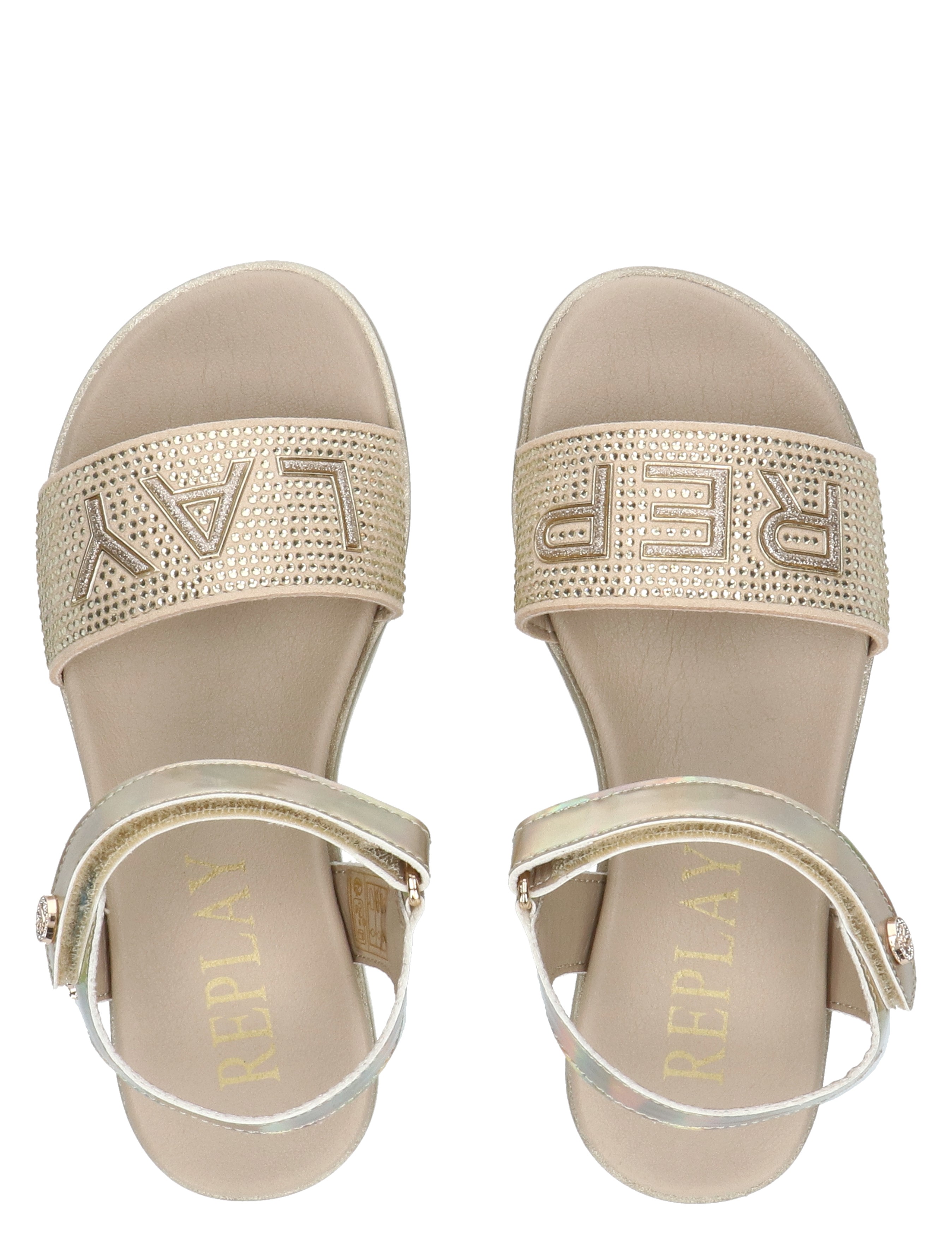 sandaal, sandalen, glitter, band met studs, open-toe