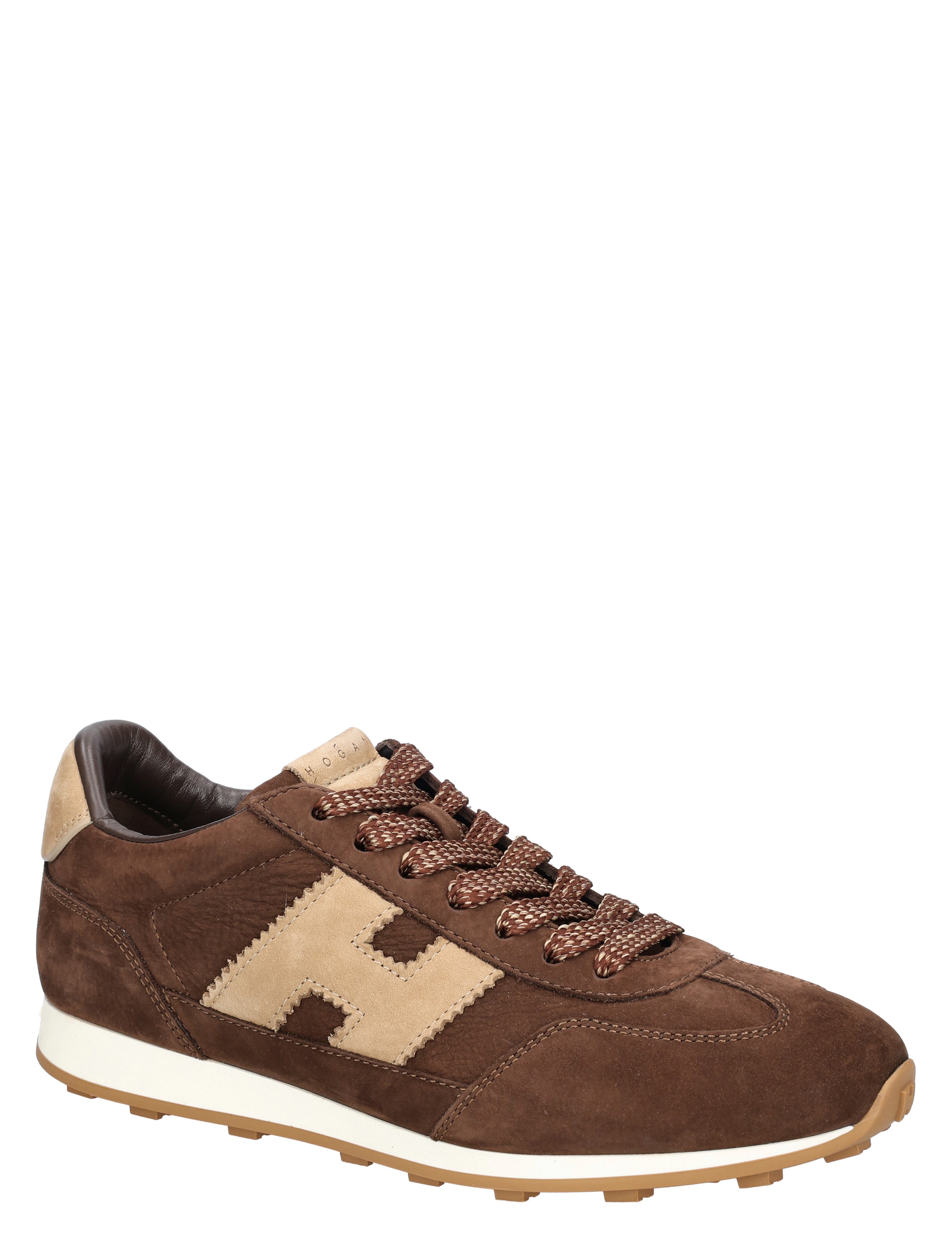 sneaker, bruine schoenen, houten loopzool, suède, cropped logo velcro