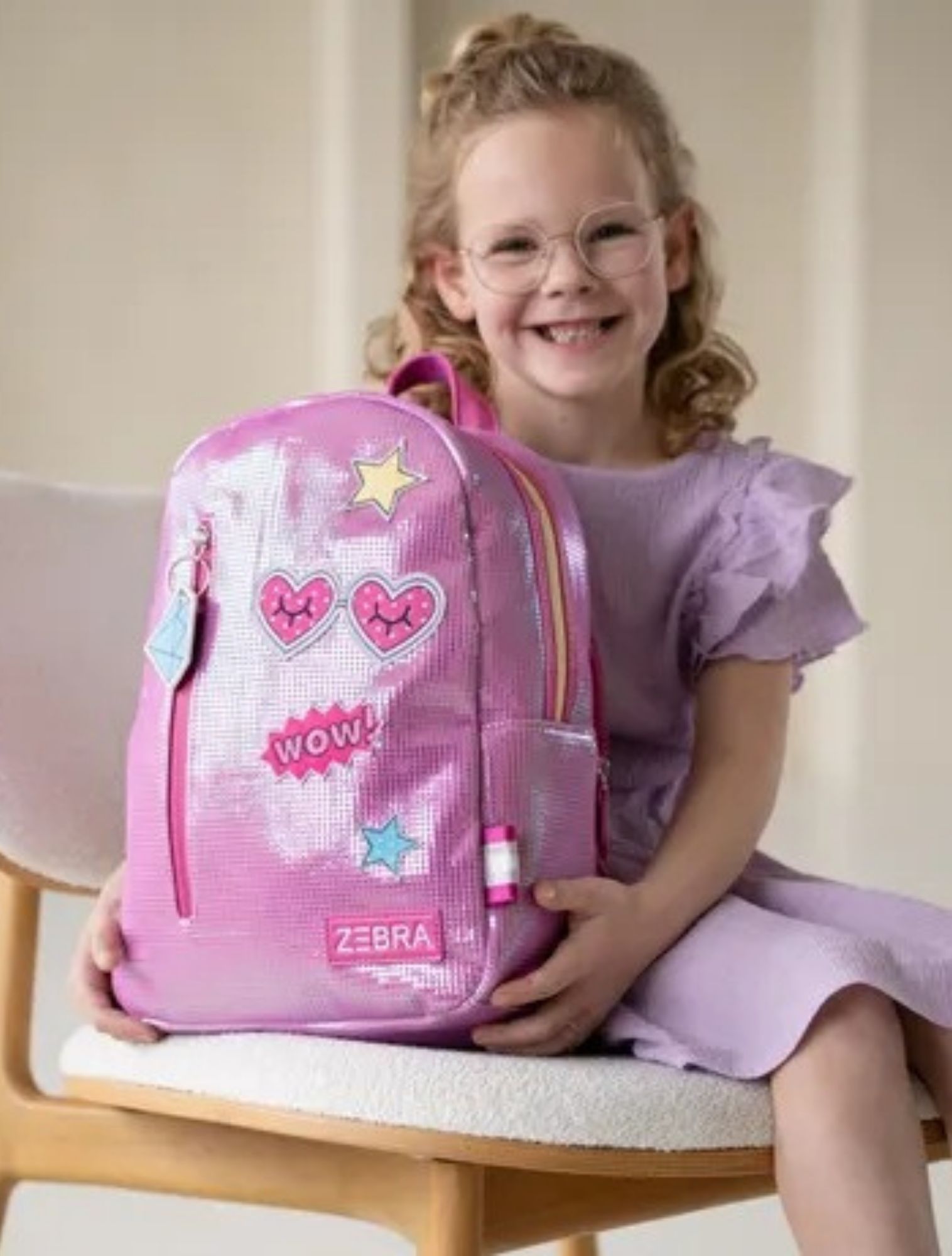 rugzak, pink, glitter, kids, schoolbag