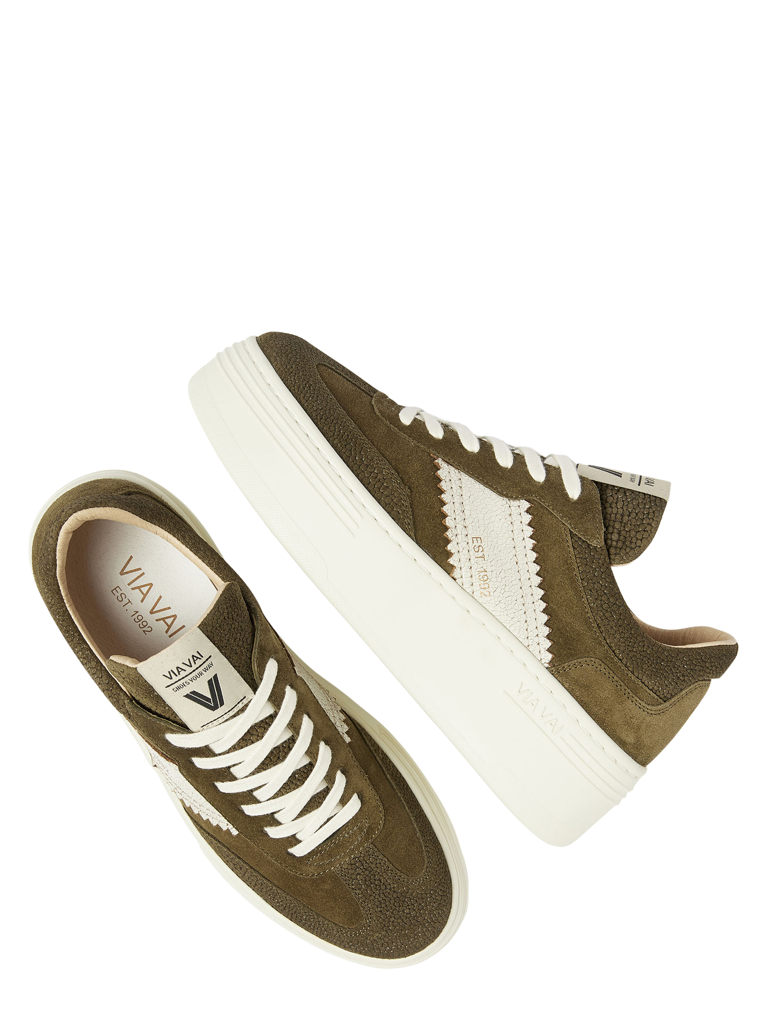 VIA VAI - 62157 Isa Romi 01-1164 Green Bambu - Sneakers - Dames - Lage Sneakers - 47798_66_5