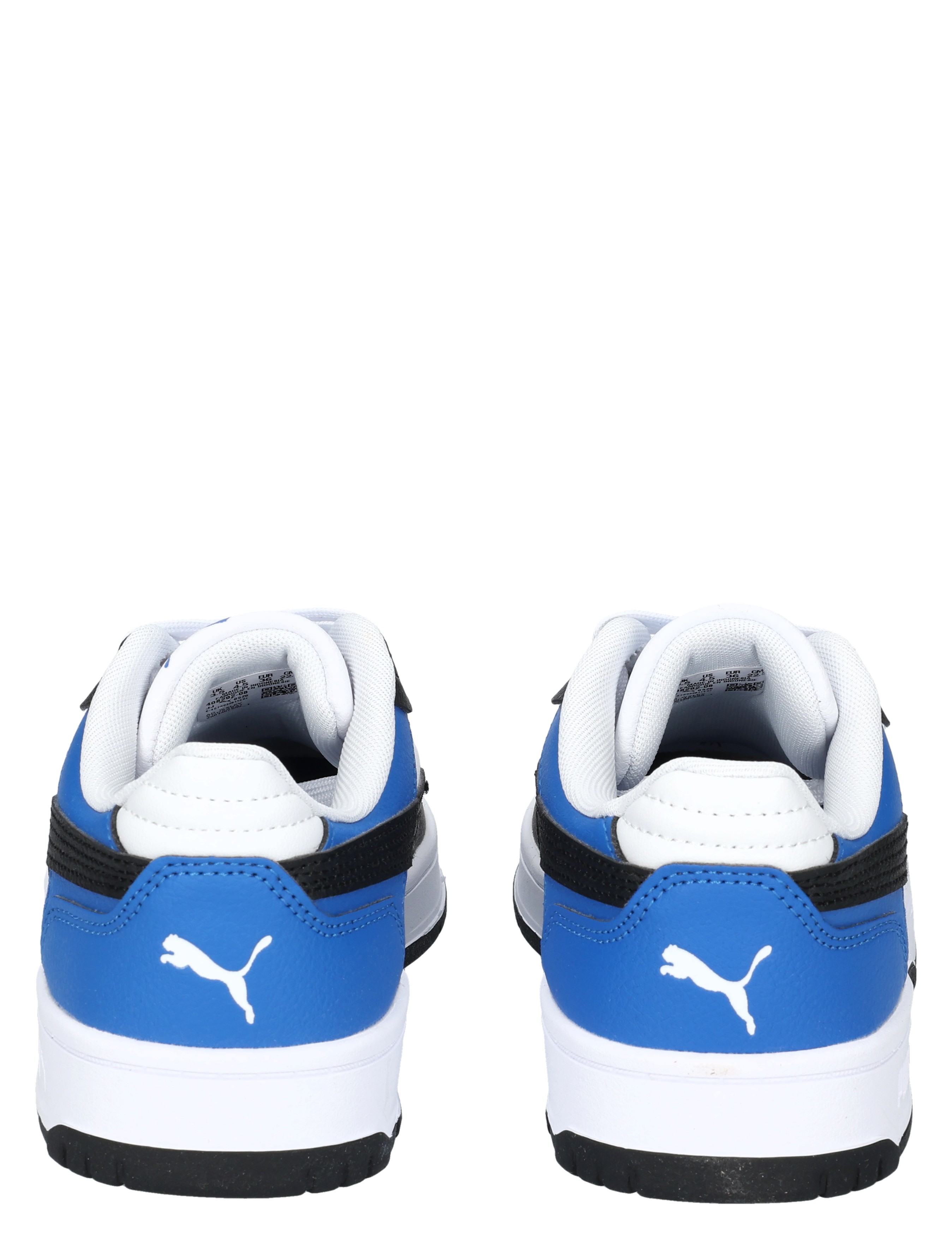 basket sneaker, blauwe sneakers, witte zool, laag model, Puma-logo