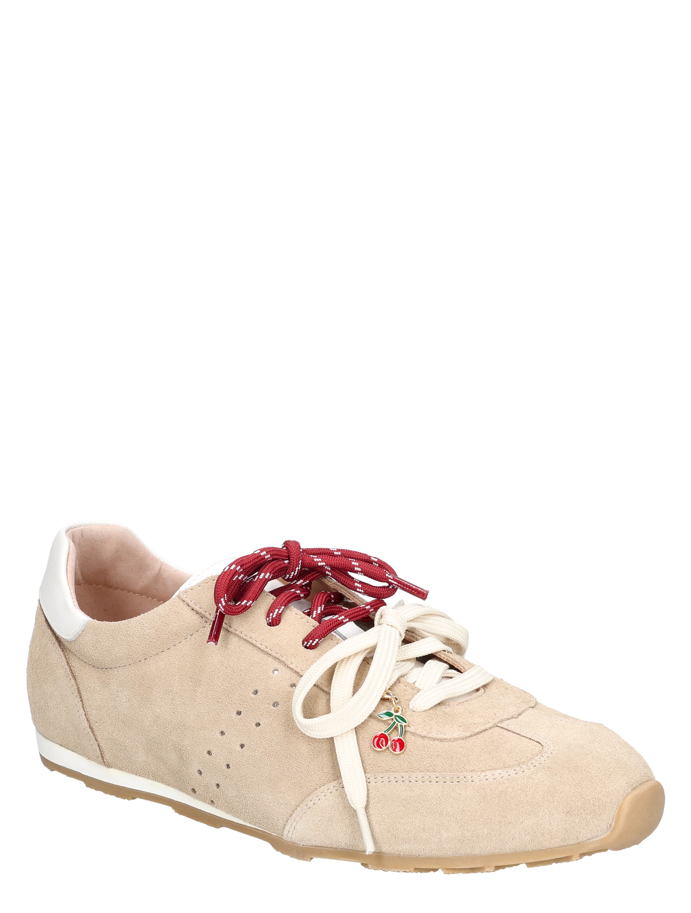 sneaker, beige, suede, veterschoen, kersen hanger
