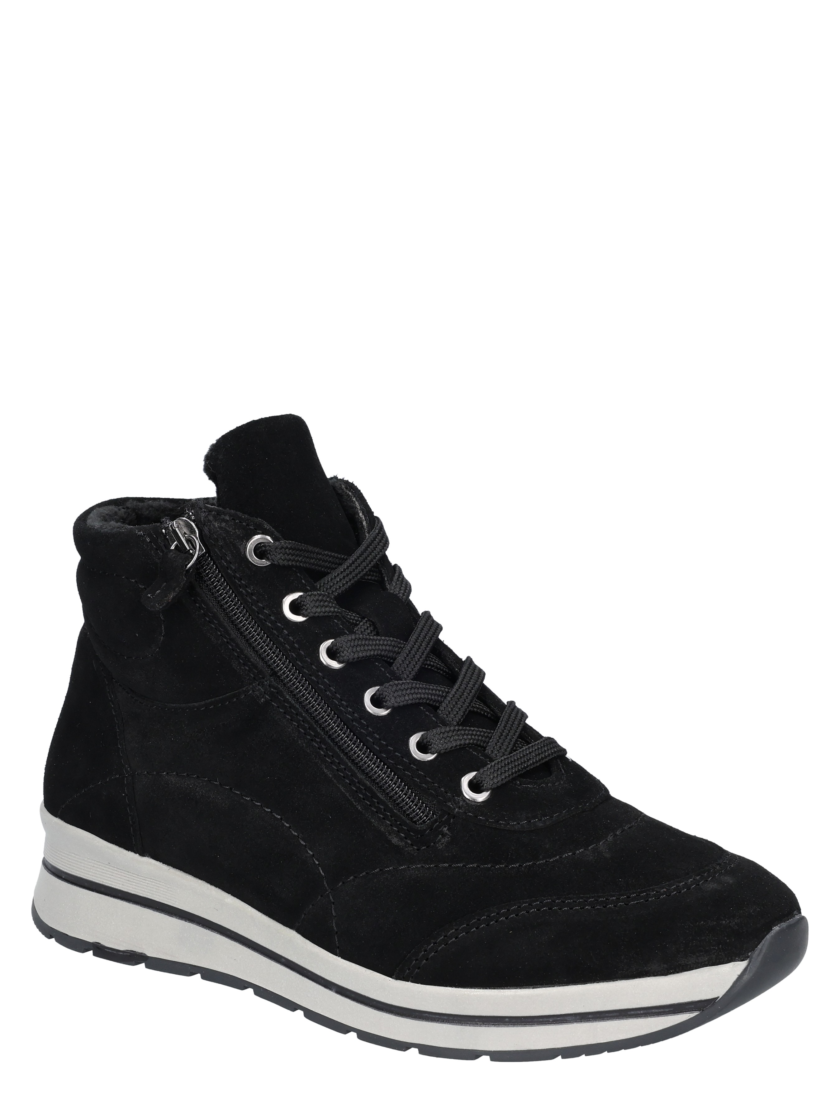 sneaker, boot, zwart, suède, rits