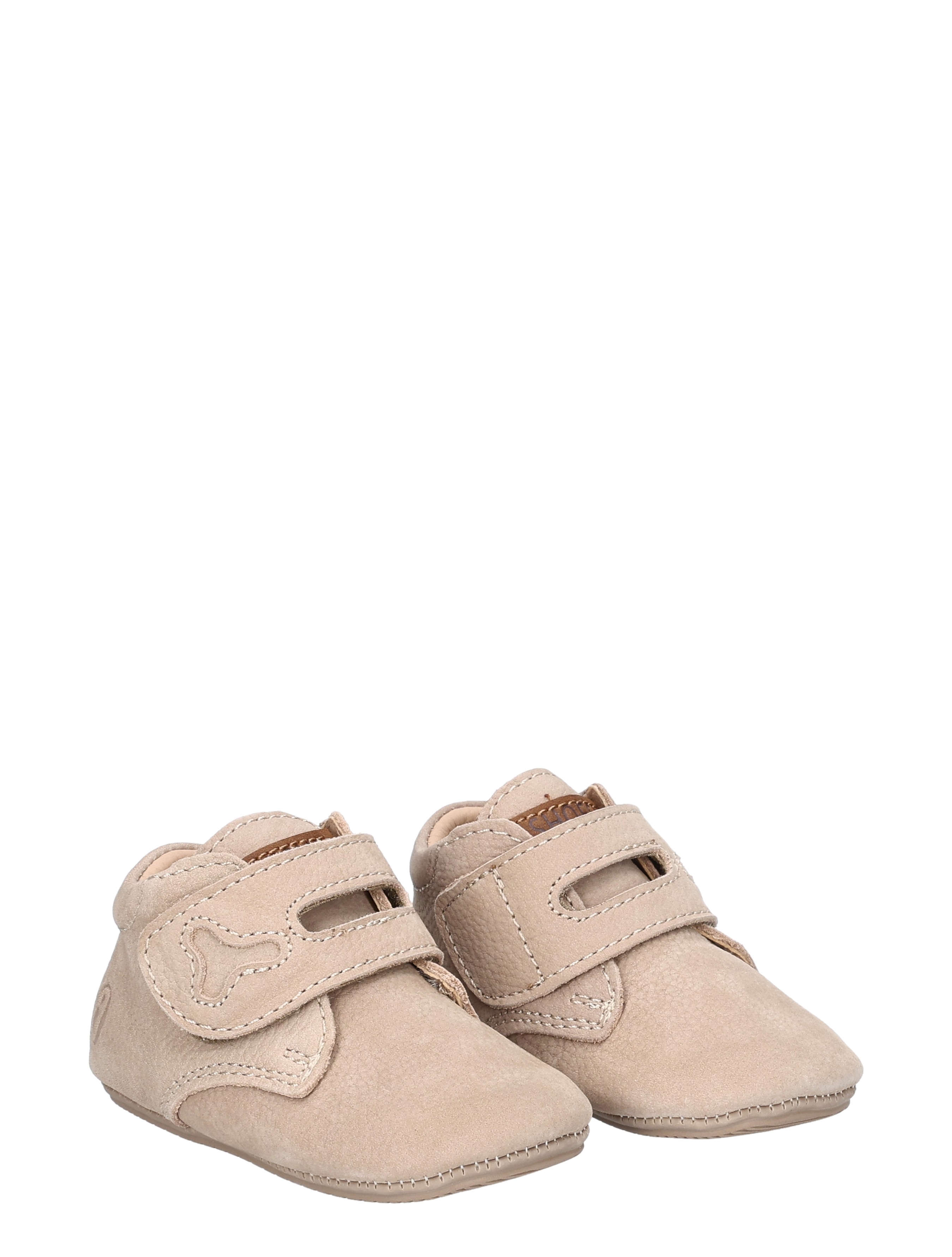 baby schoenen, zachte suède, klittenband, beige, stevige zool