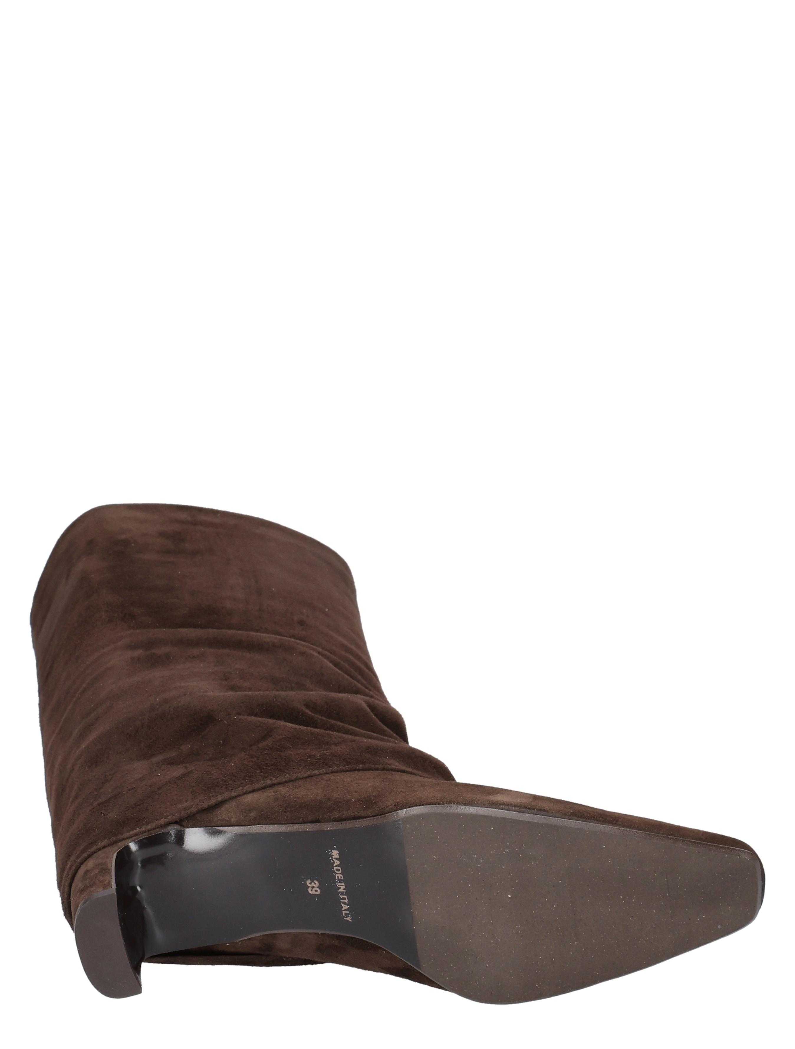 laars, enkellaars, bruine suede, bovenkant kuitlaars, platte neus