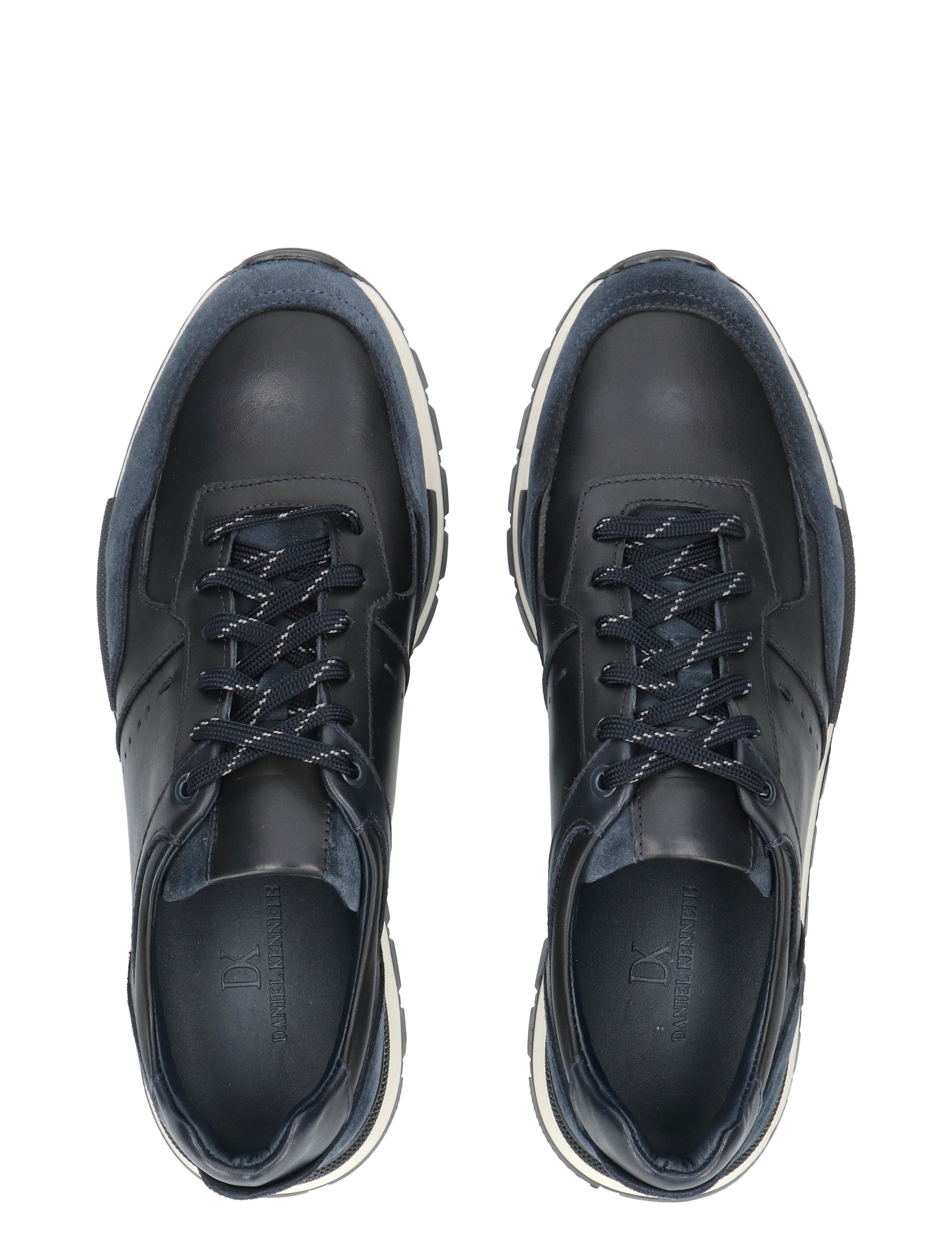 laarzen, leren, donkerblauw, veters, sneakers