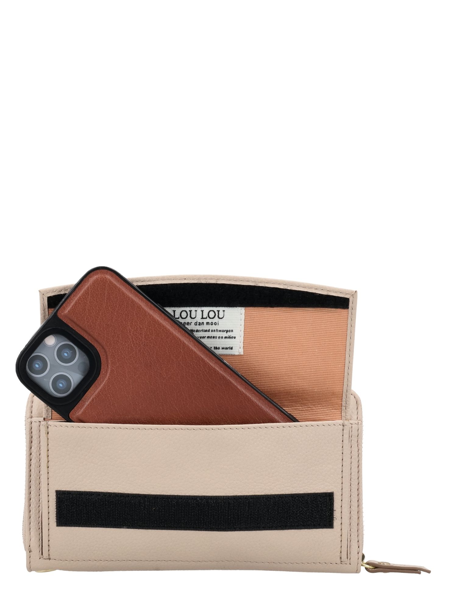 portemonnee, wallet, phone case pocket, leder, beige