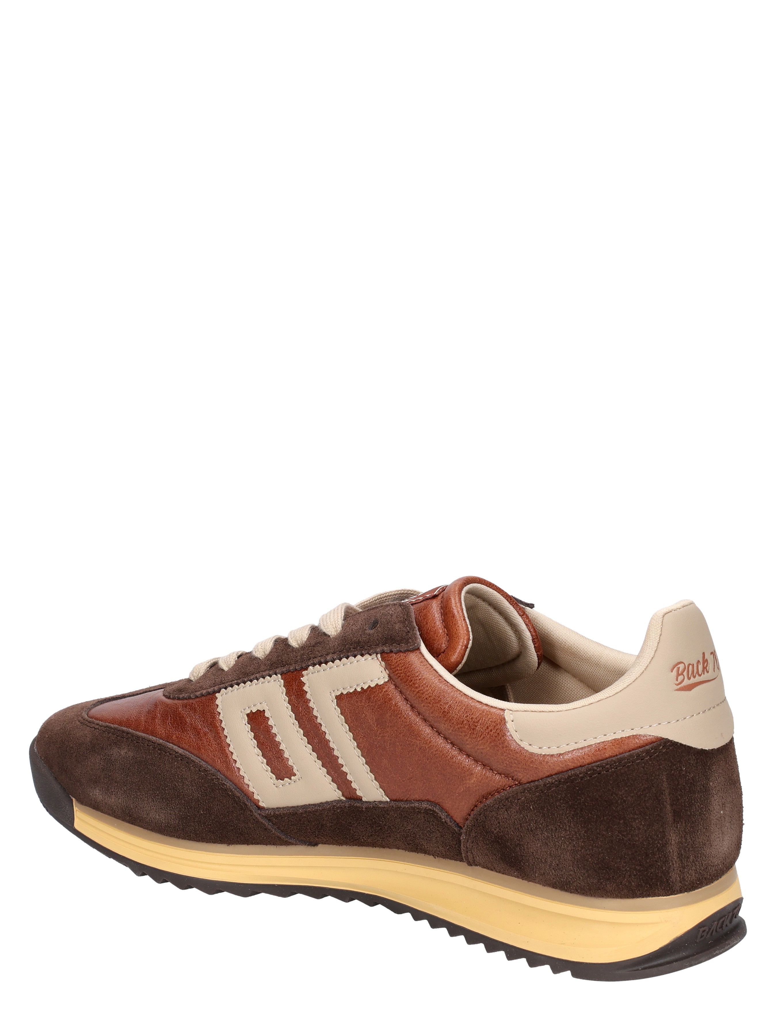 sneaker, bruine schoen, leren details, witte veters, bruine suède