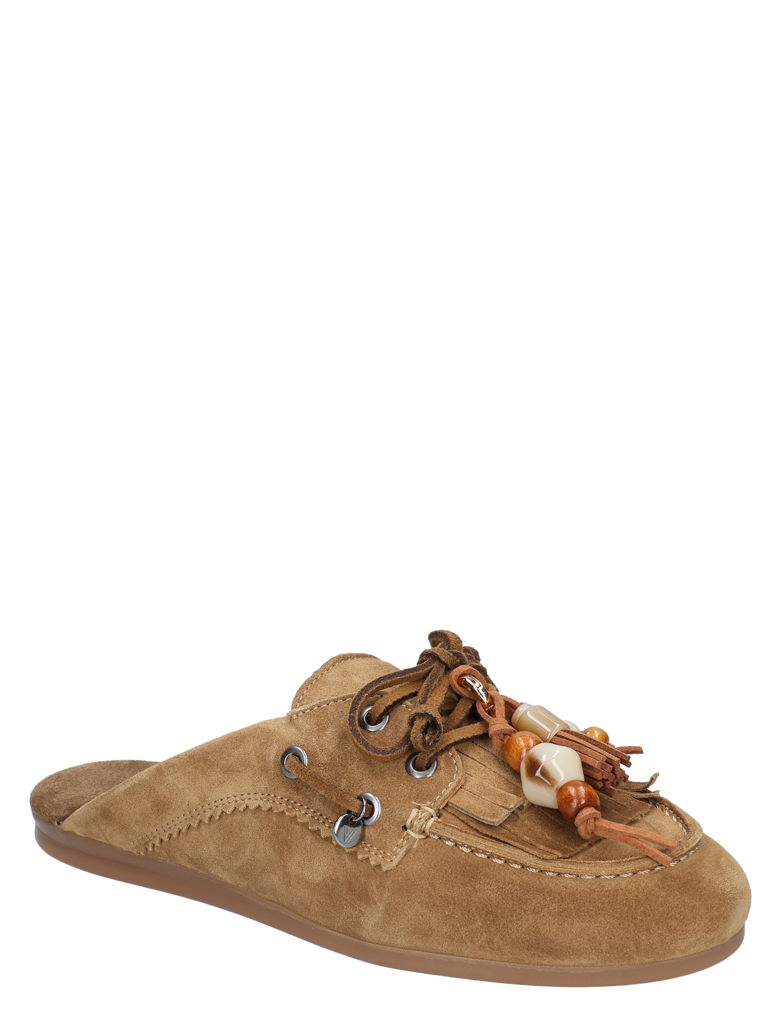 mocassin, suede, bruin, veters, beads