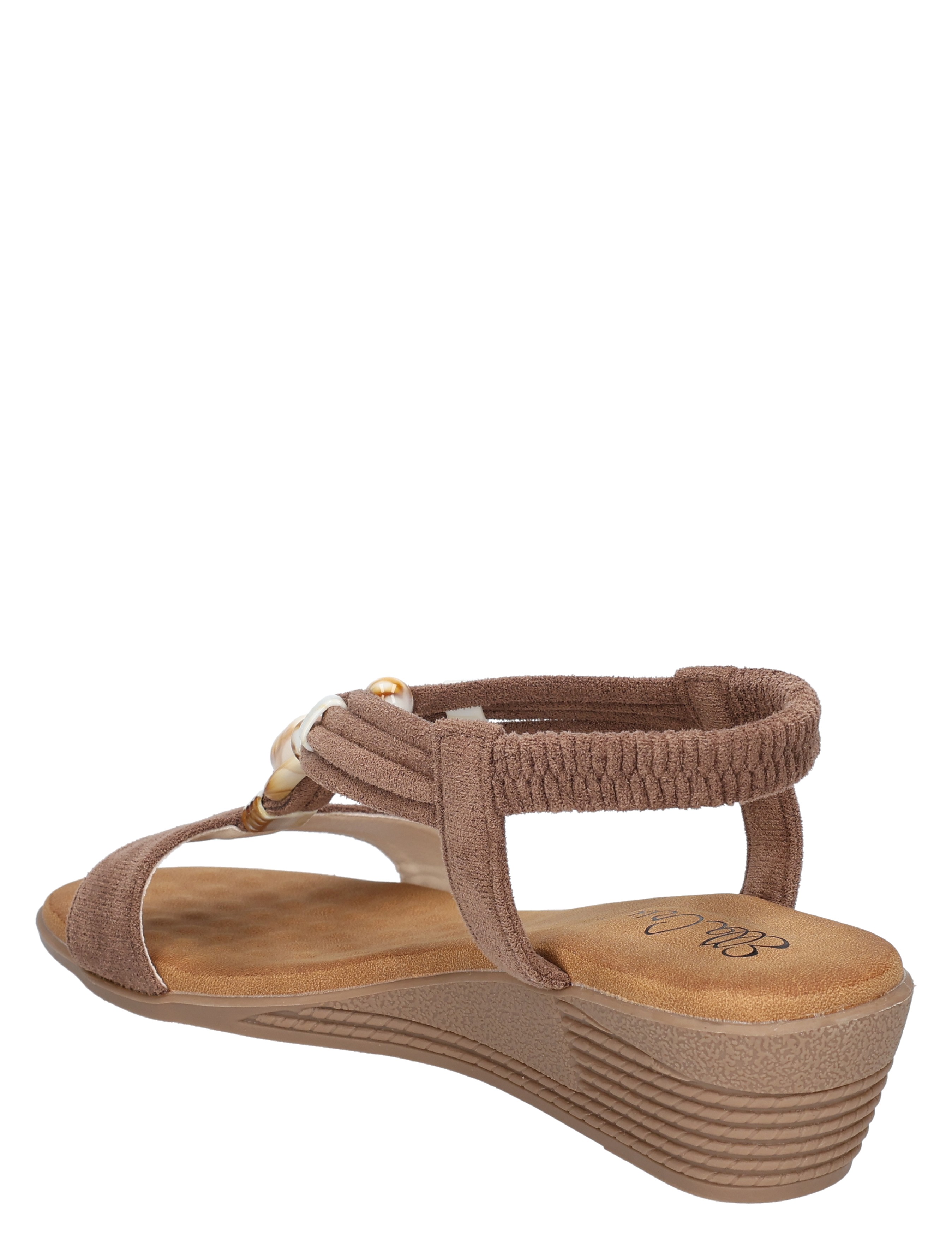 sandalen, wedge, touwband, slip-on, bruin