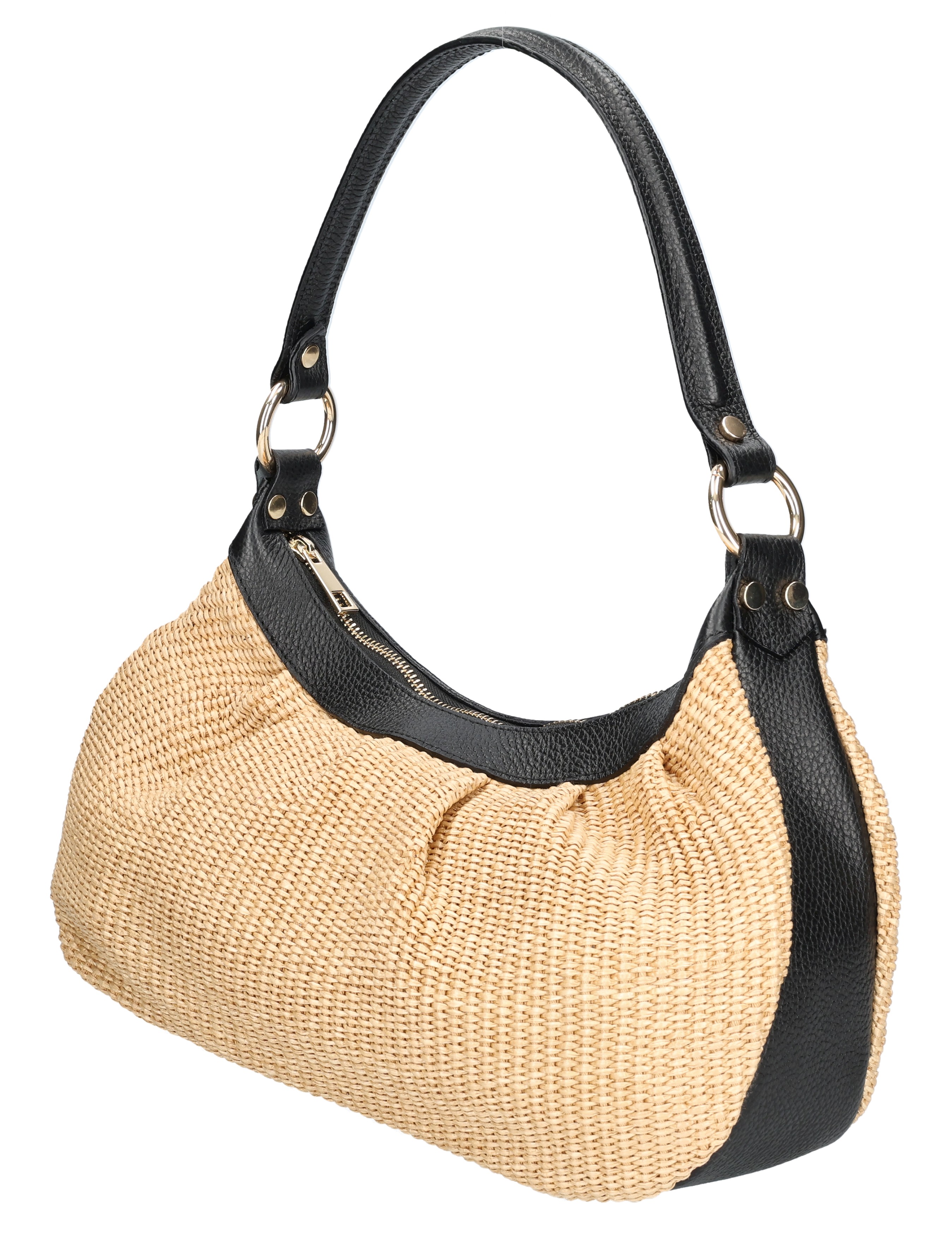 tasje, handtas, rieten tas, kunststof leer, twee-tone