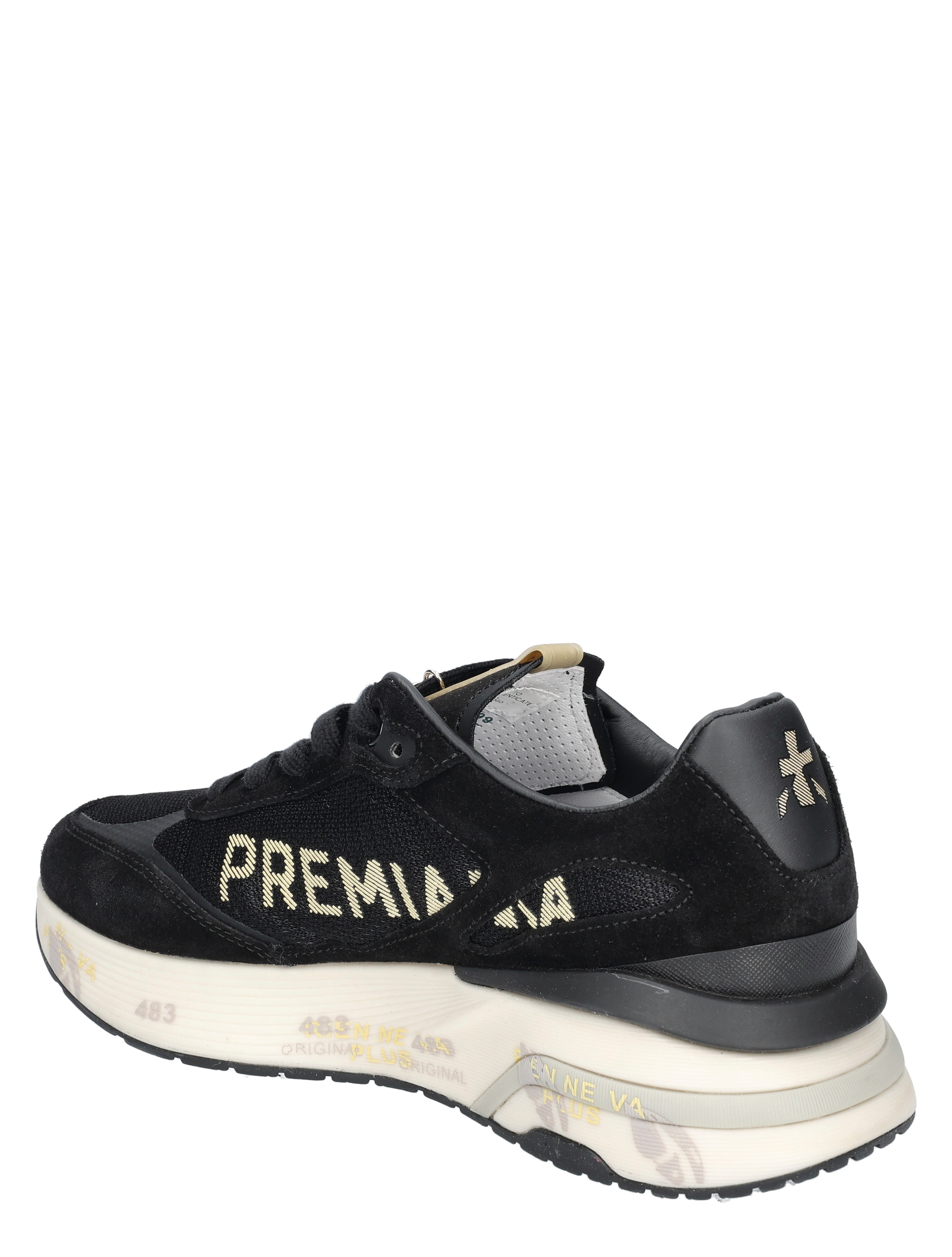 sneaker, zwart, suede, mesh, platformzool