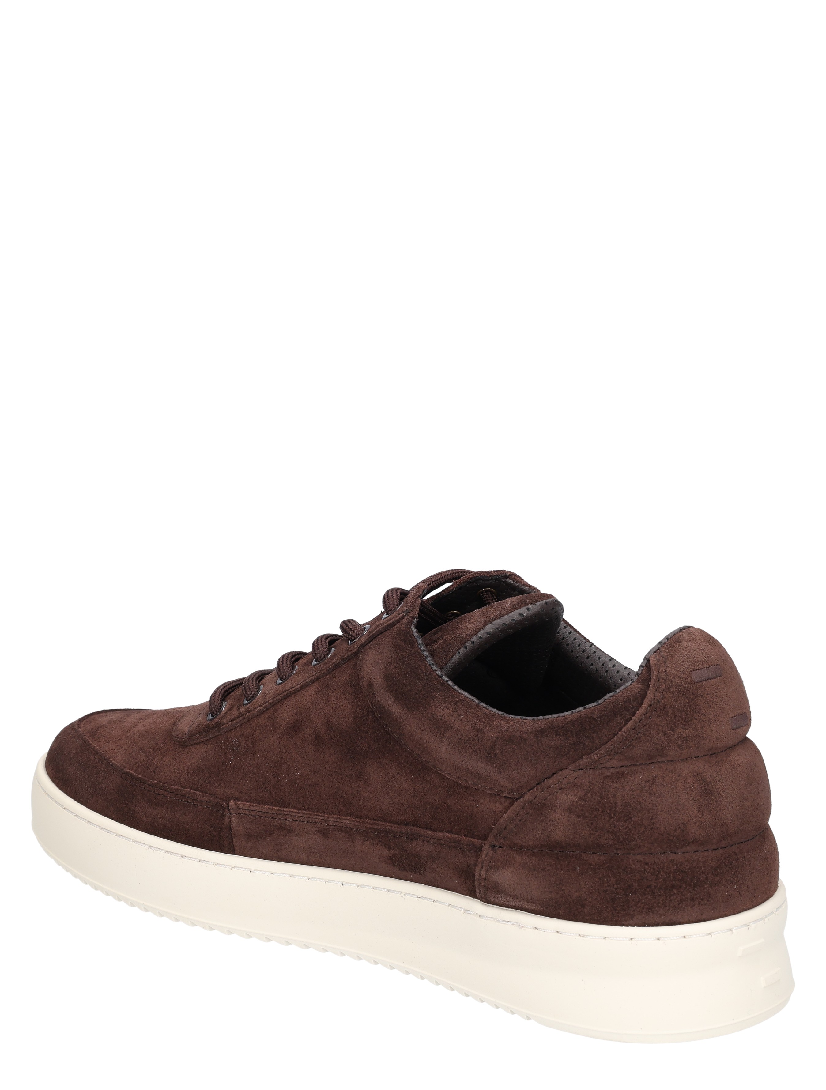 sneaker, bruine kleur, suède, witte zool, low-top