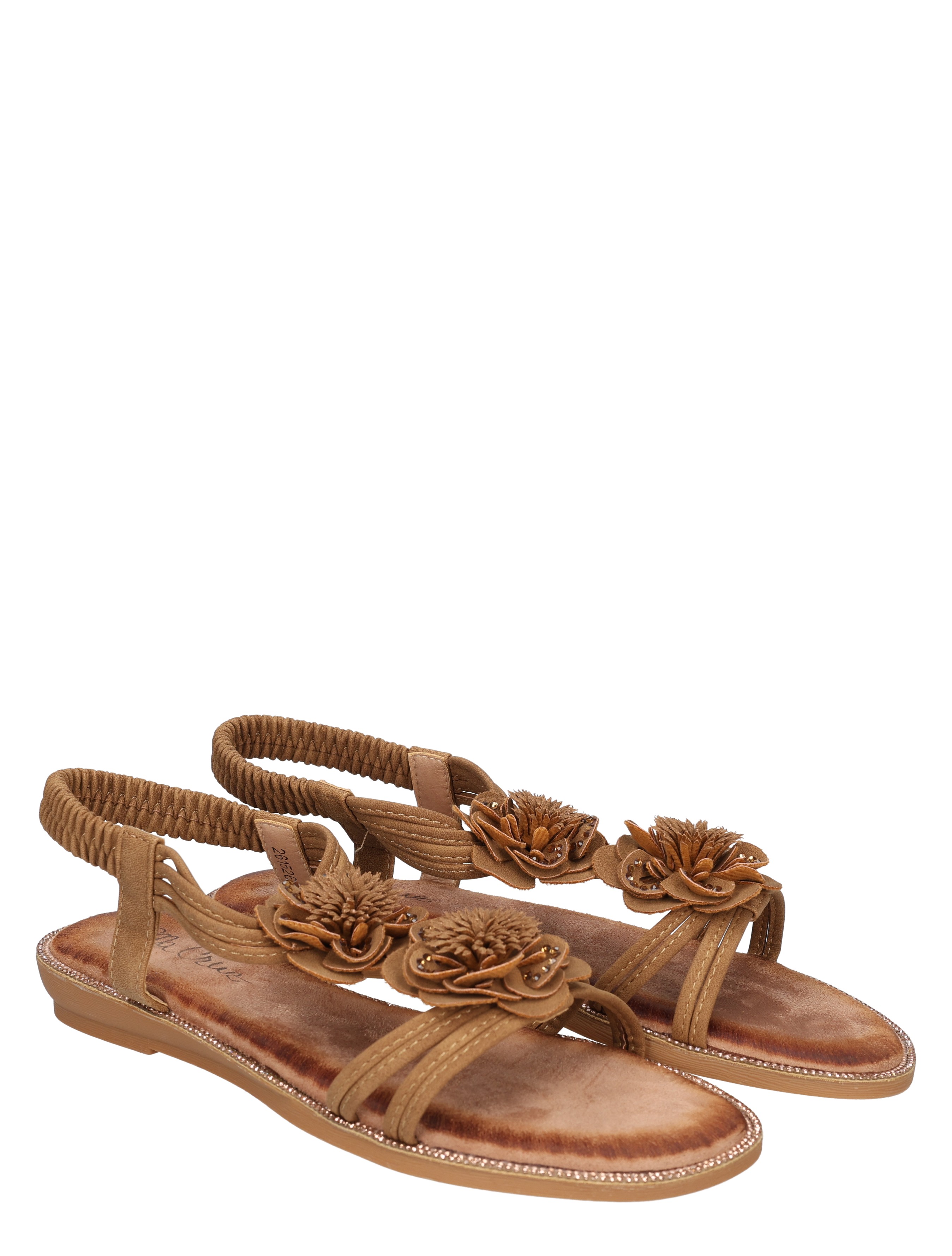 sandal, sandalen, vrouwensandaal, bruine sandalen, bloem ornament