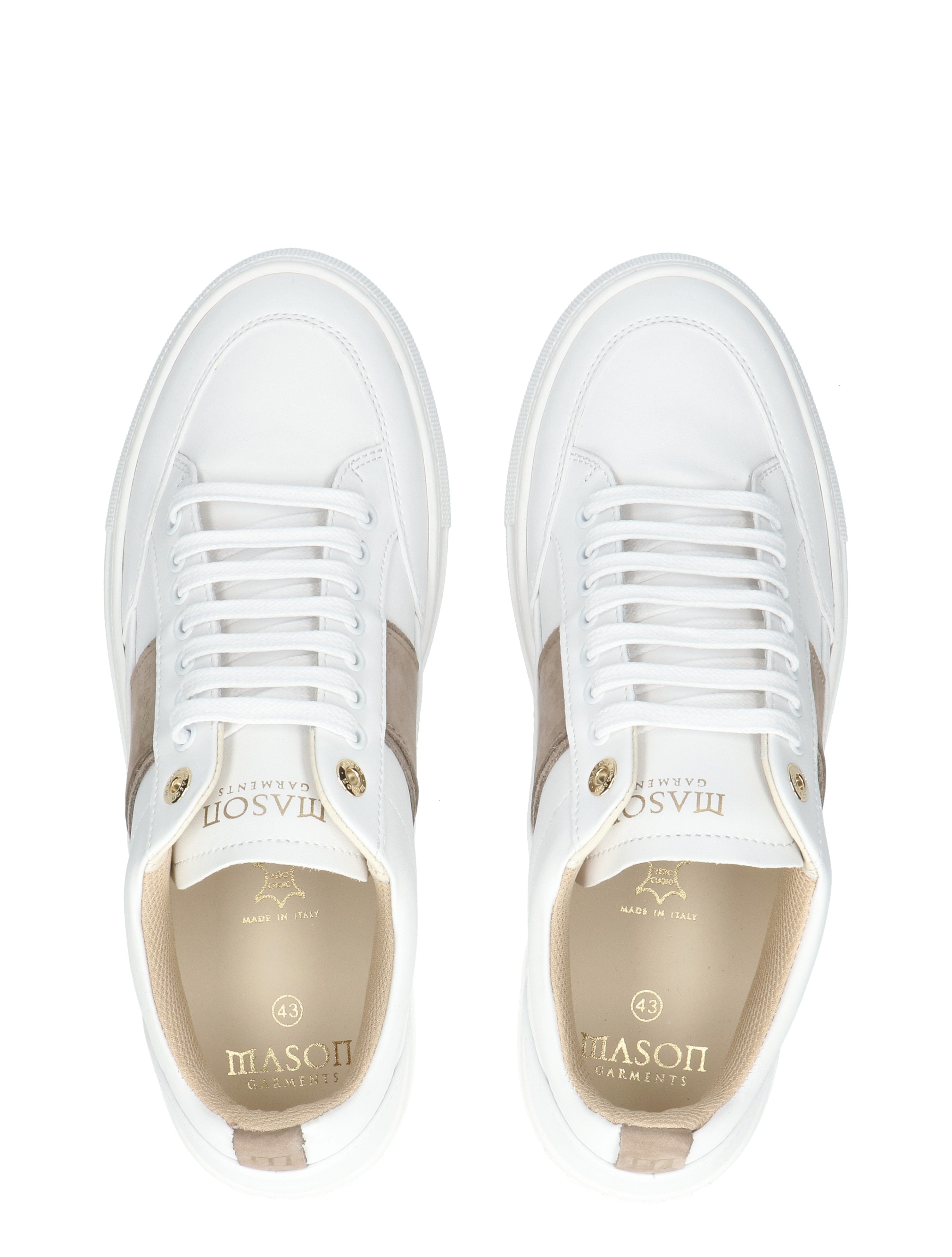 witte sneakers, kunstleren, casual schoen, zachte zool, gouden accenten