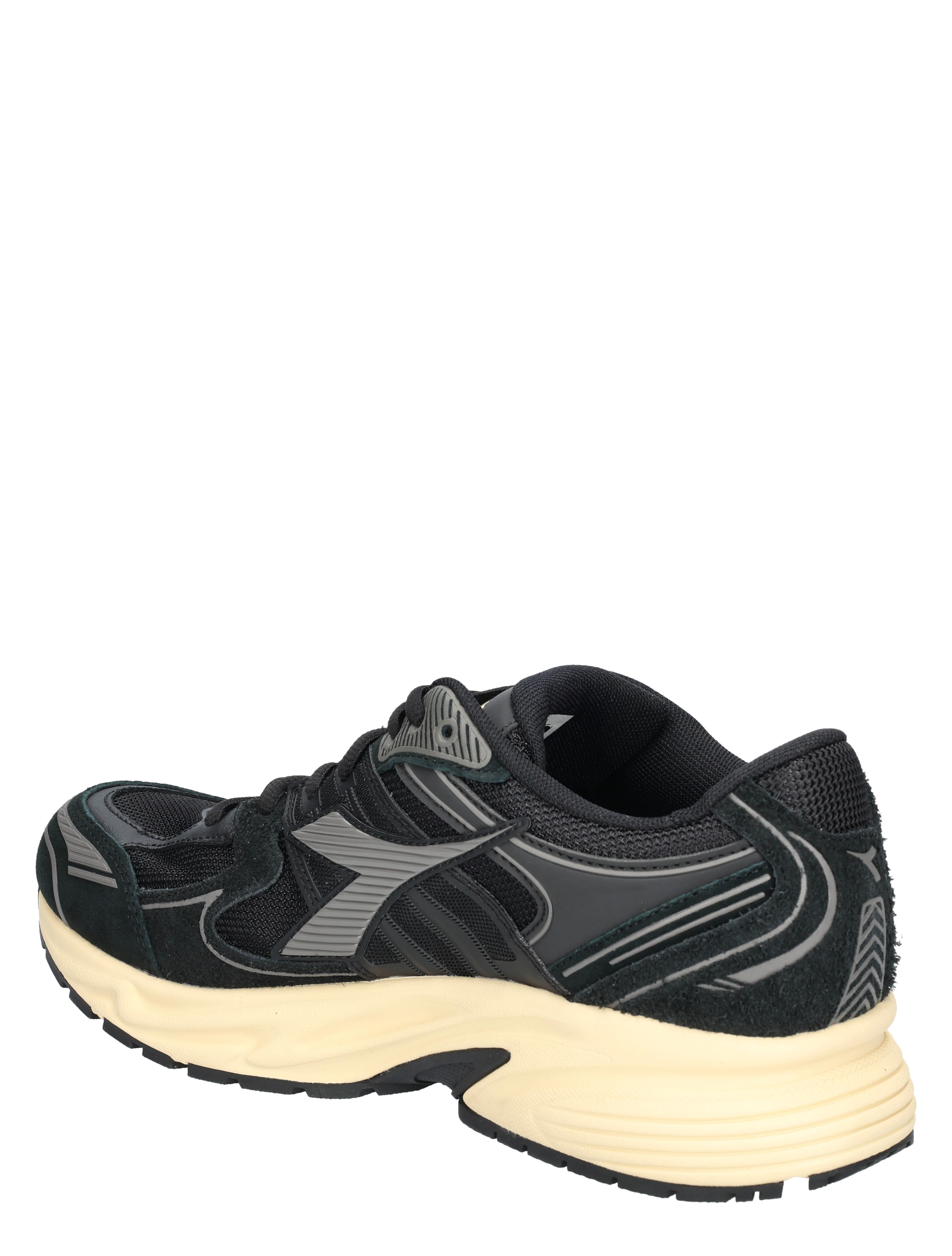 sneaker, sportschoen, donker, grijze accenten, hielbescherming