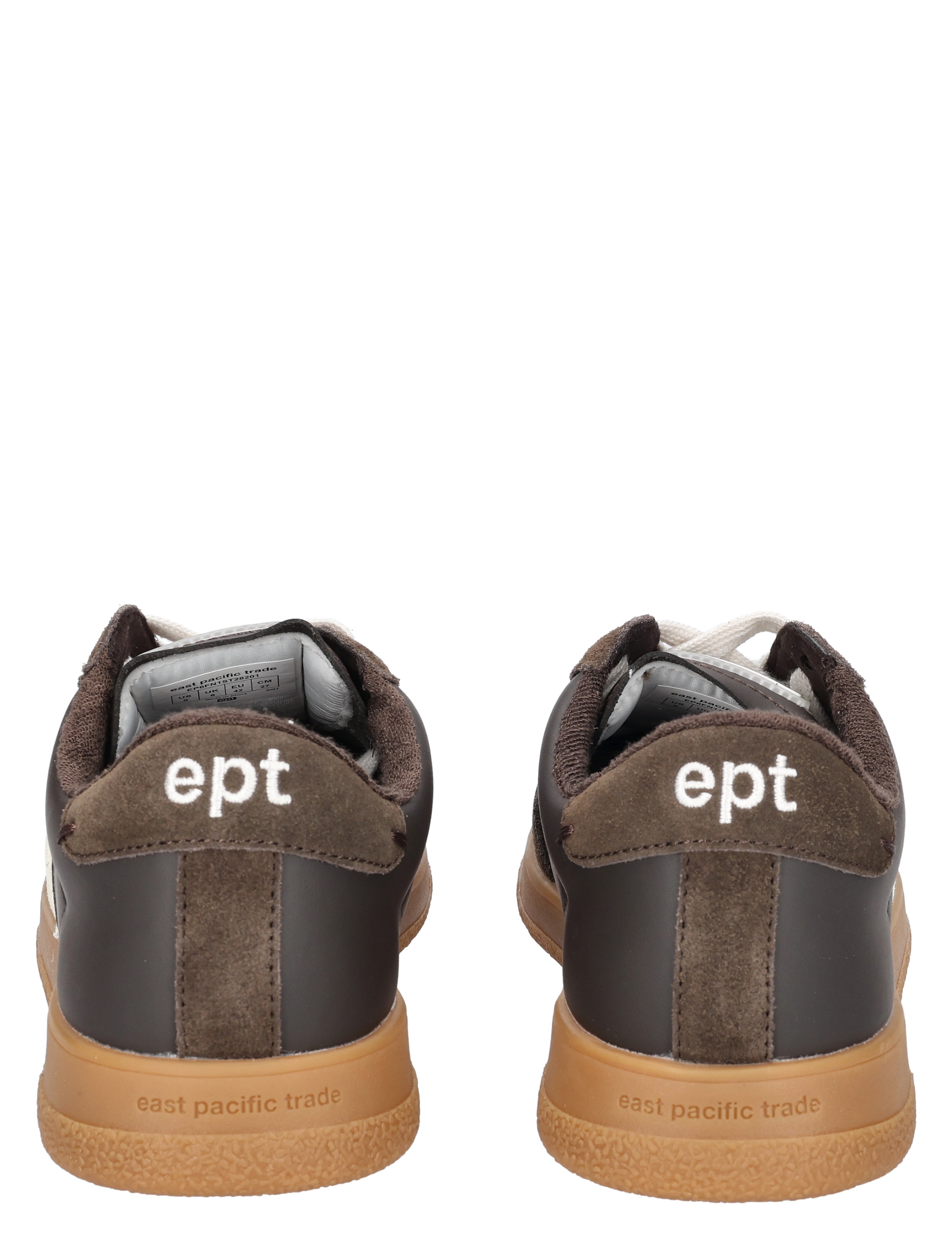 sneakers, bruin, gumnsole, leer, achterkant