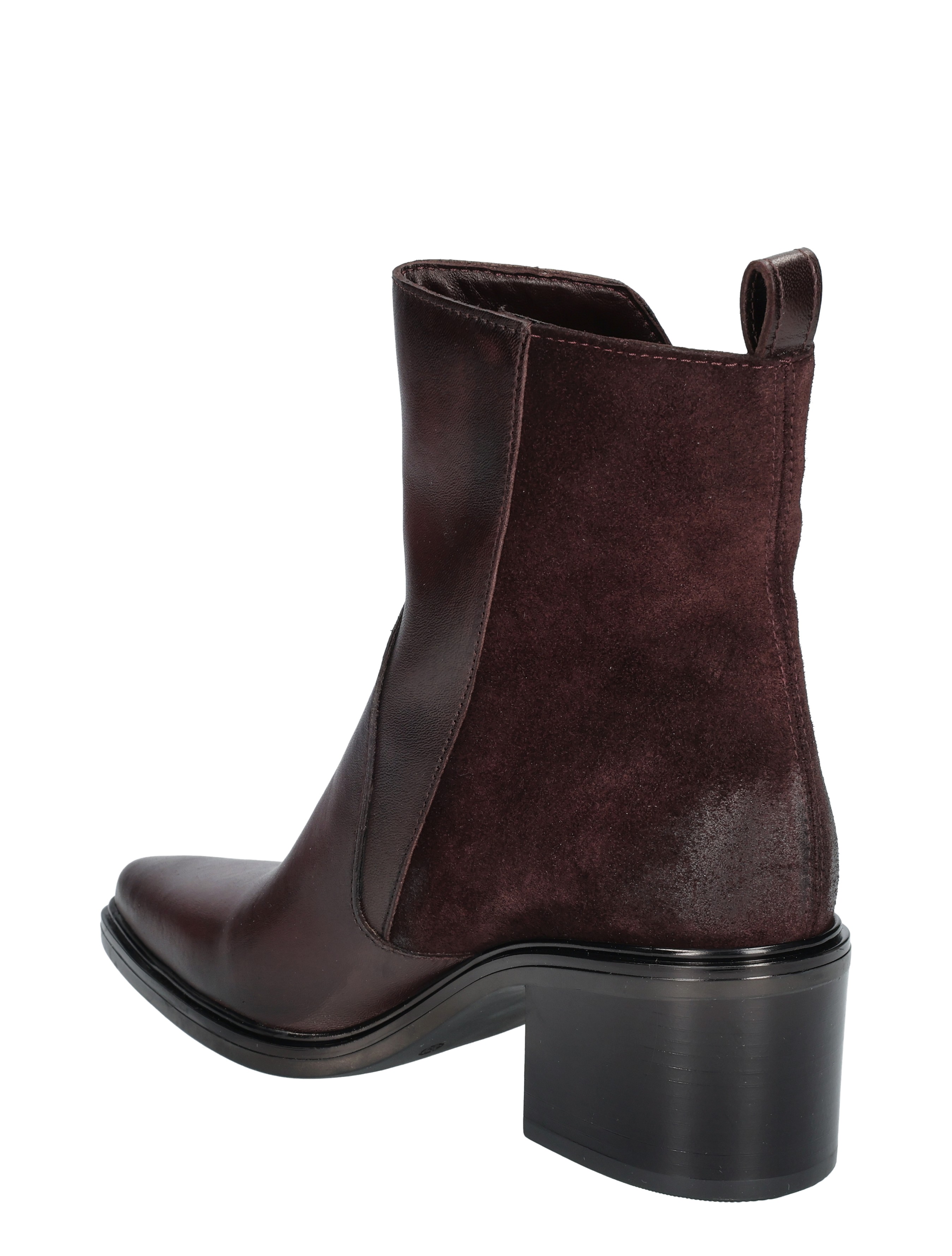 ankoorden, midderhoge boots, bruine leren laars, suède details, blokhak