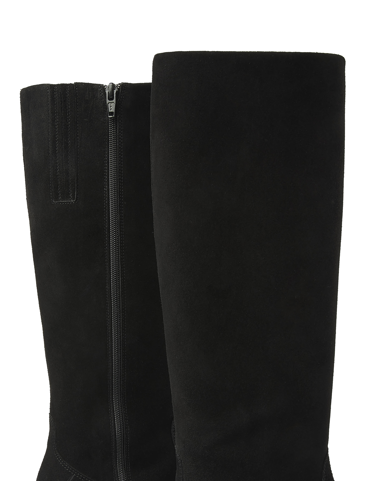 boot, knee-high, zwart, suede, rits