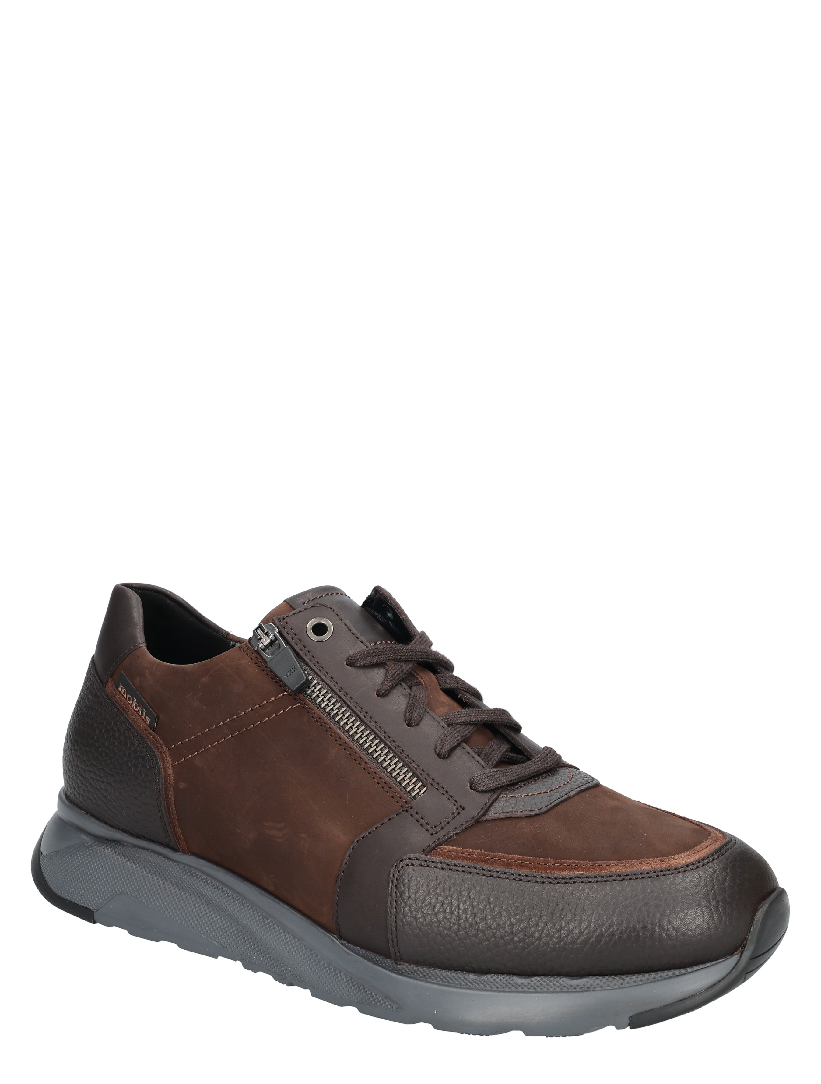 sneaker, brown, lederen, zachte zool, veterain