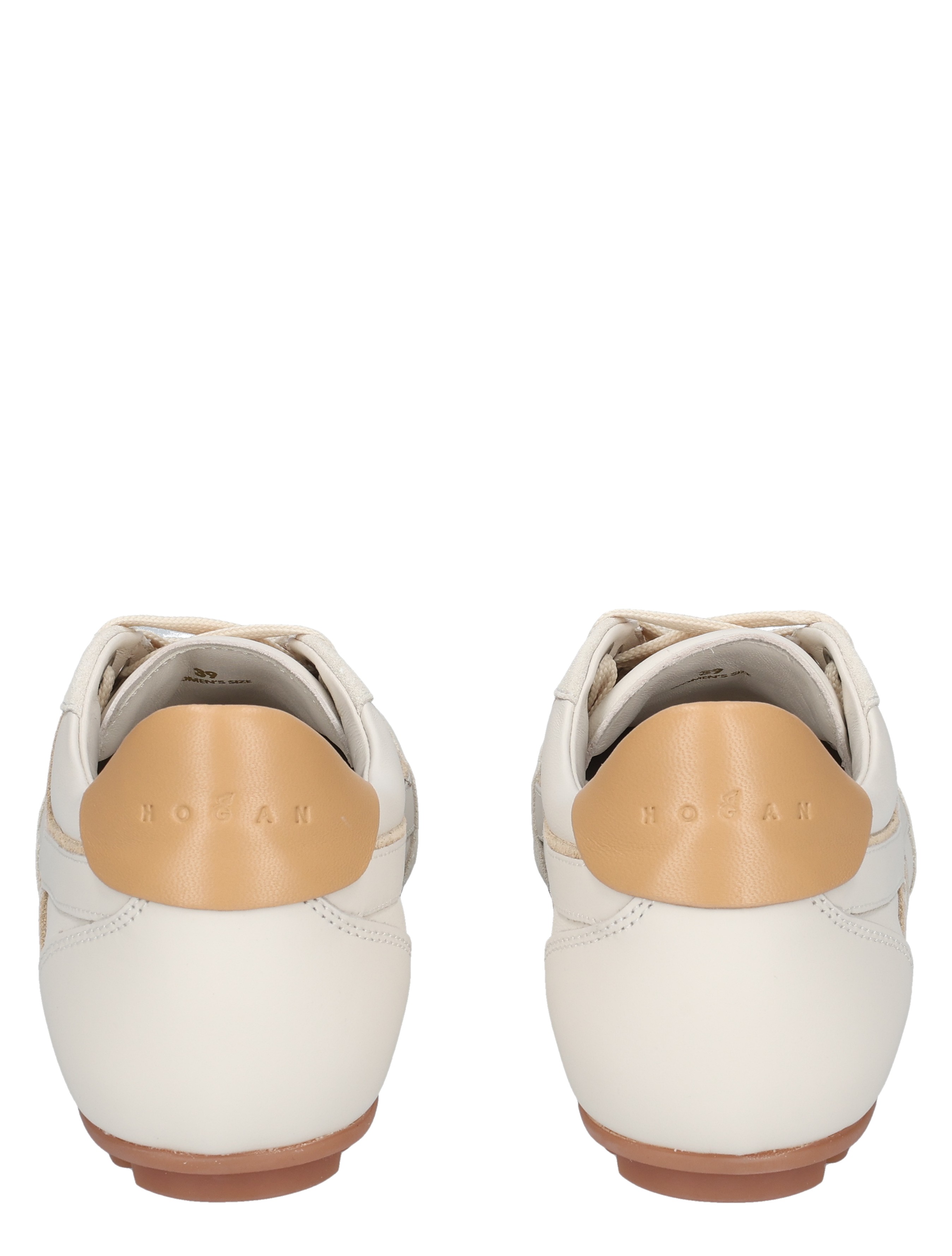 sneakers,  witte sneakers,  leren aanhechting,  tan hielstuk,  achterzijde label