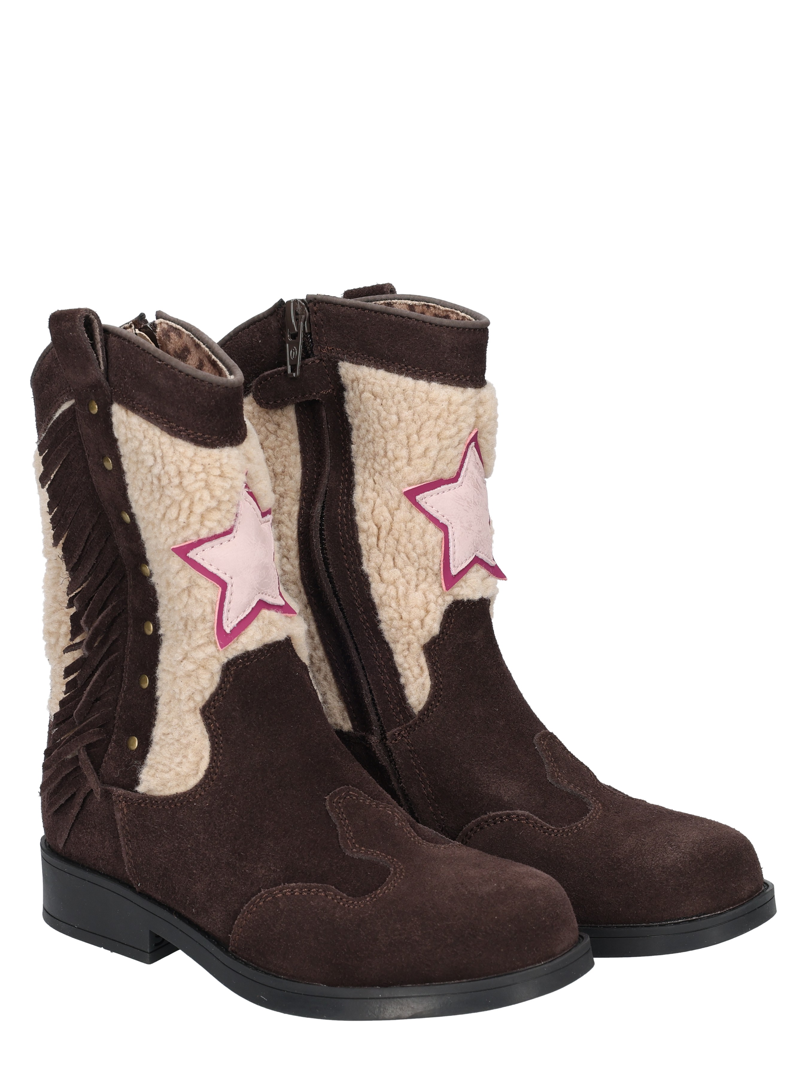 laarzen, boots, bruine suede, sherpa voering, ster embellishment