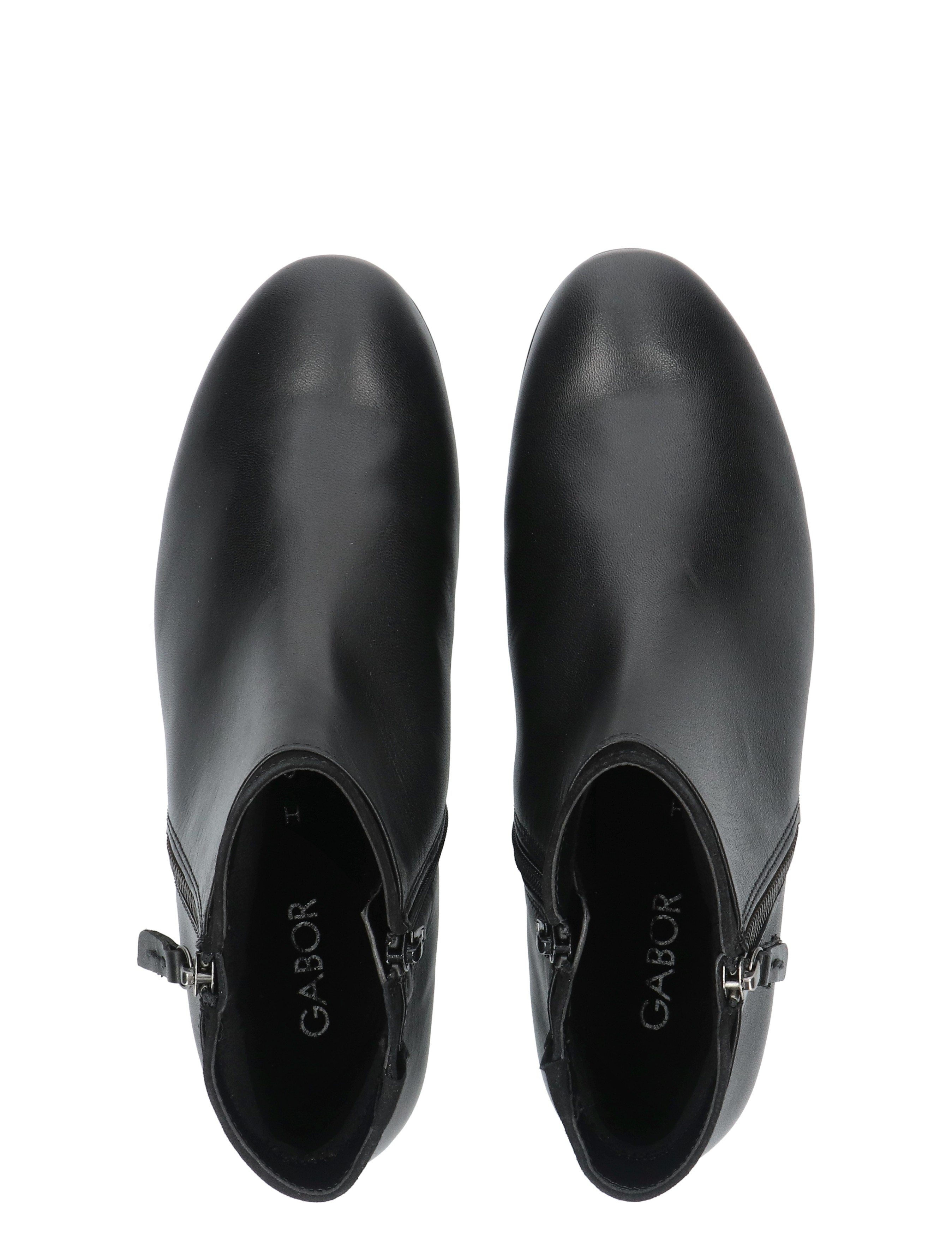 black, ankle boots, leder, rits, paar