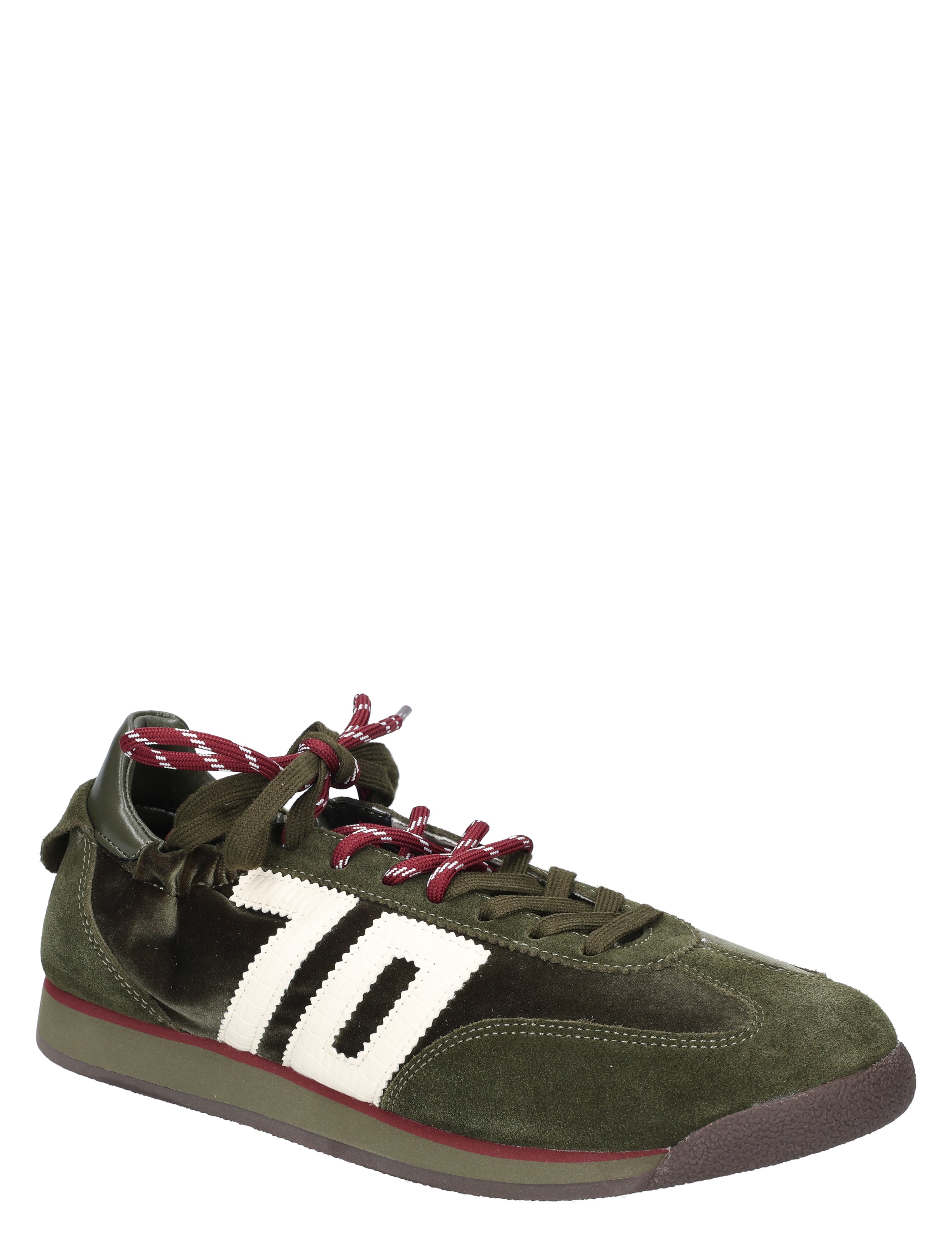 sneaker, olijfgroen, suede, canvas, wit-nummer 10