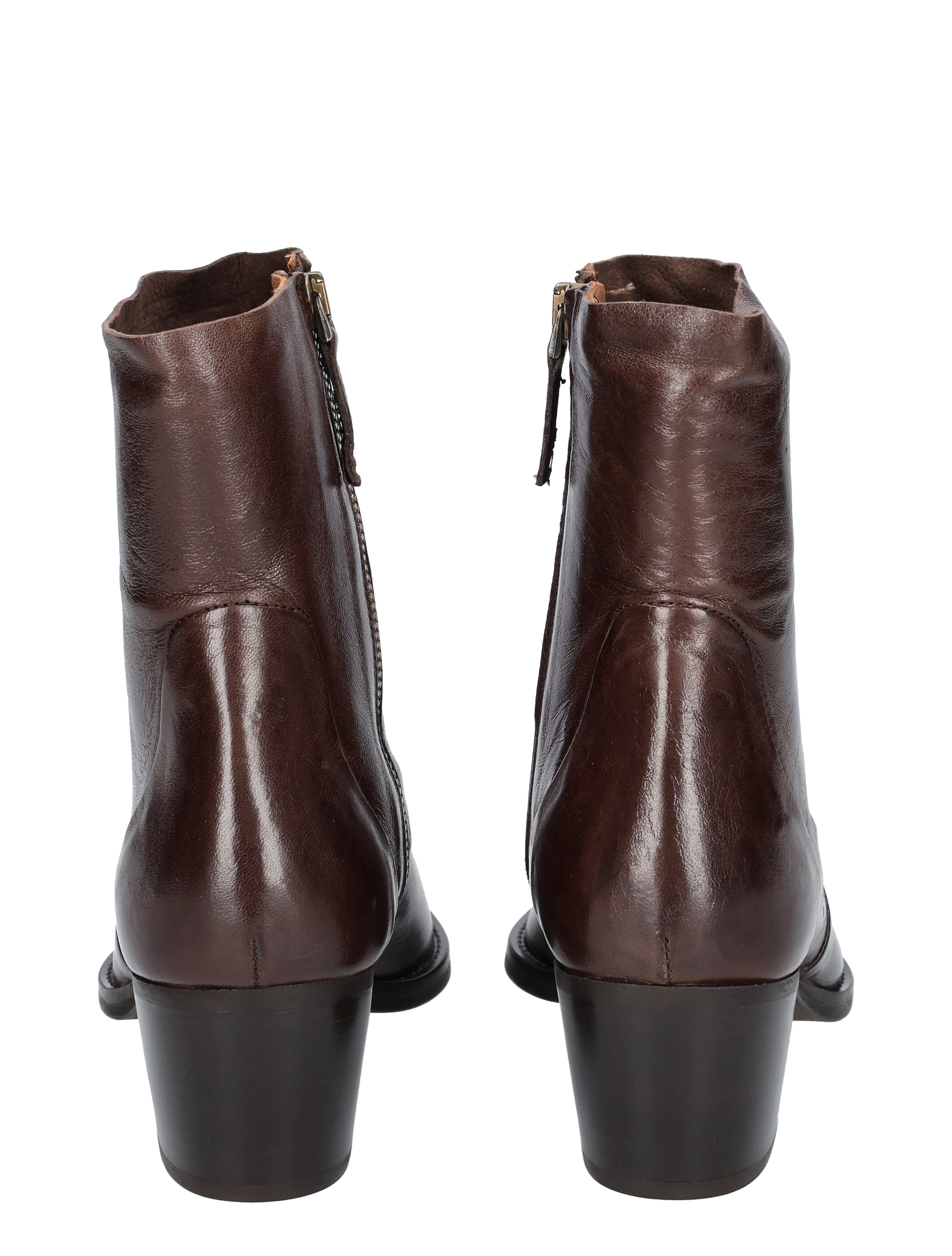 kunstleder, bruine boots, enkellaarsjes, zijsluiting, hak