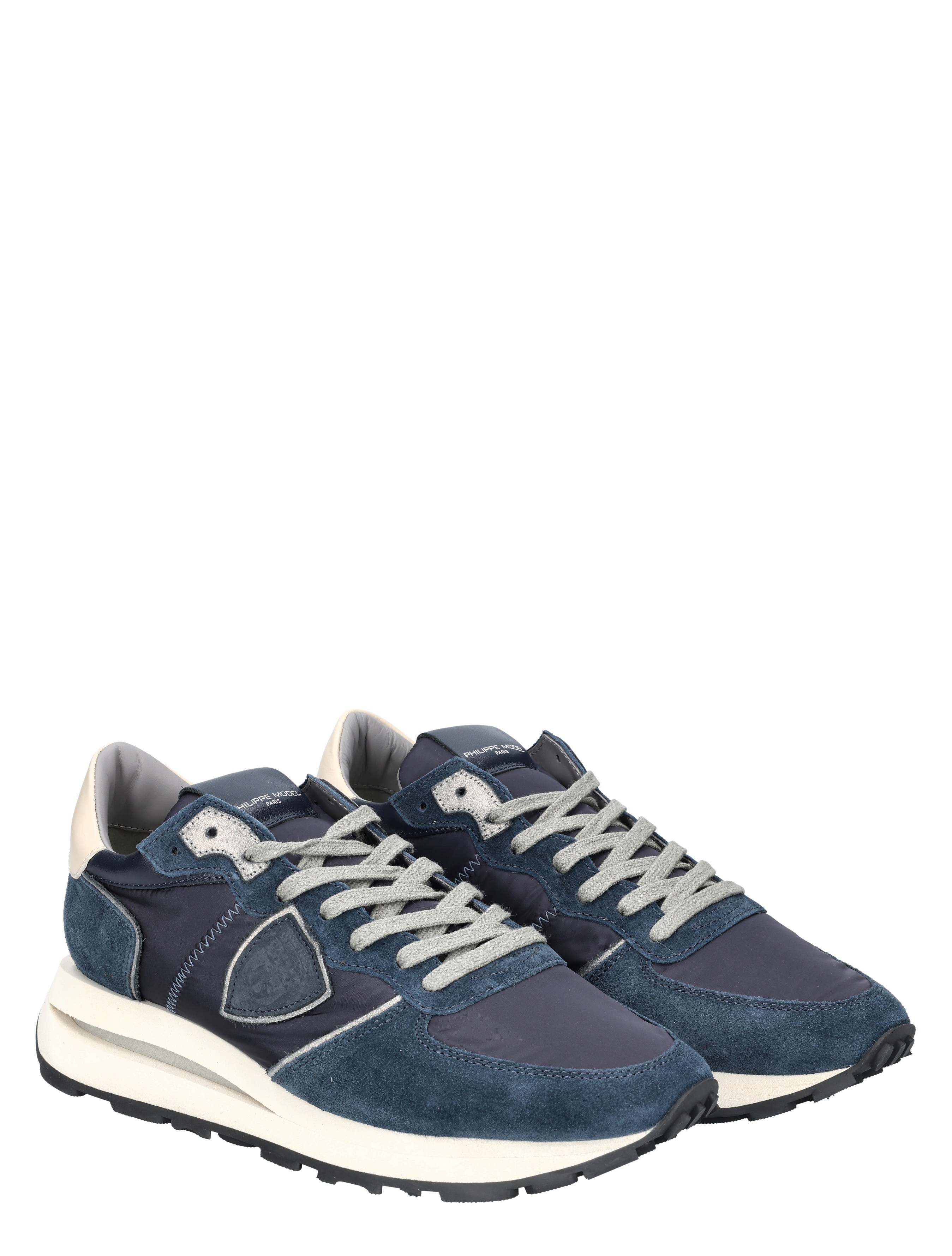 sneaker, sportschoen, donkerblauw, nep suede, luxe sneakers