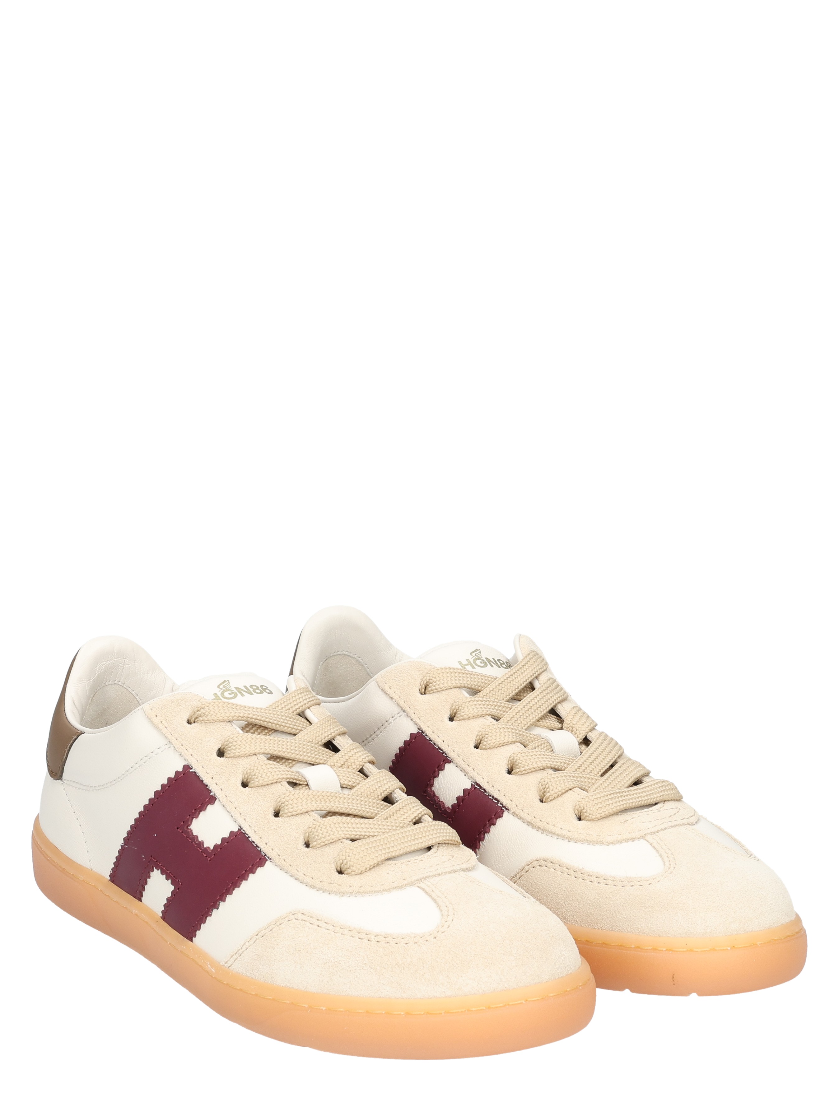sneakers, casual shoe, suede, gum sole, beige burgundy