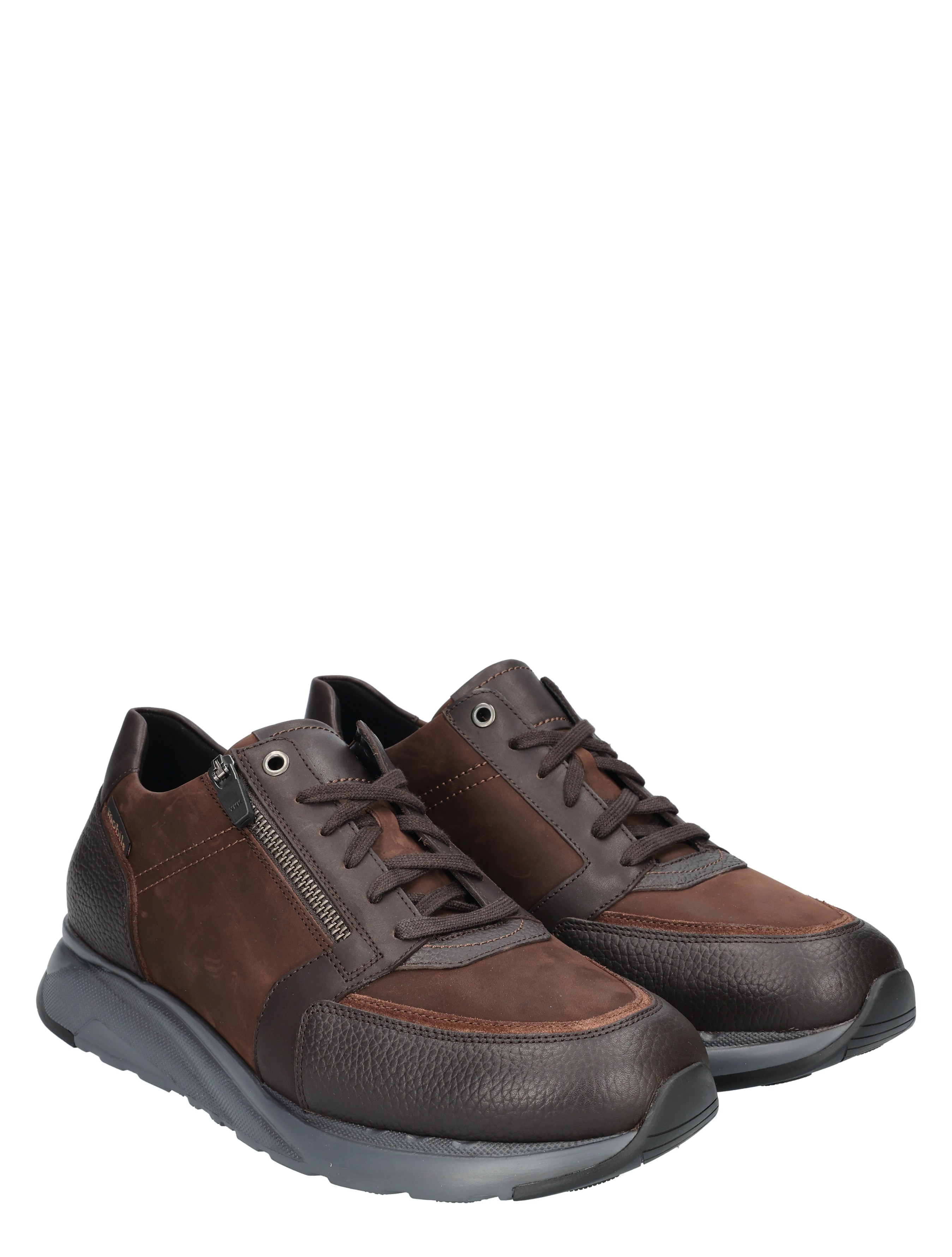 sneaker, hoge schacht, luxe leer, bruine combinatie, zachte zool