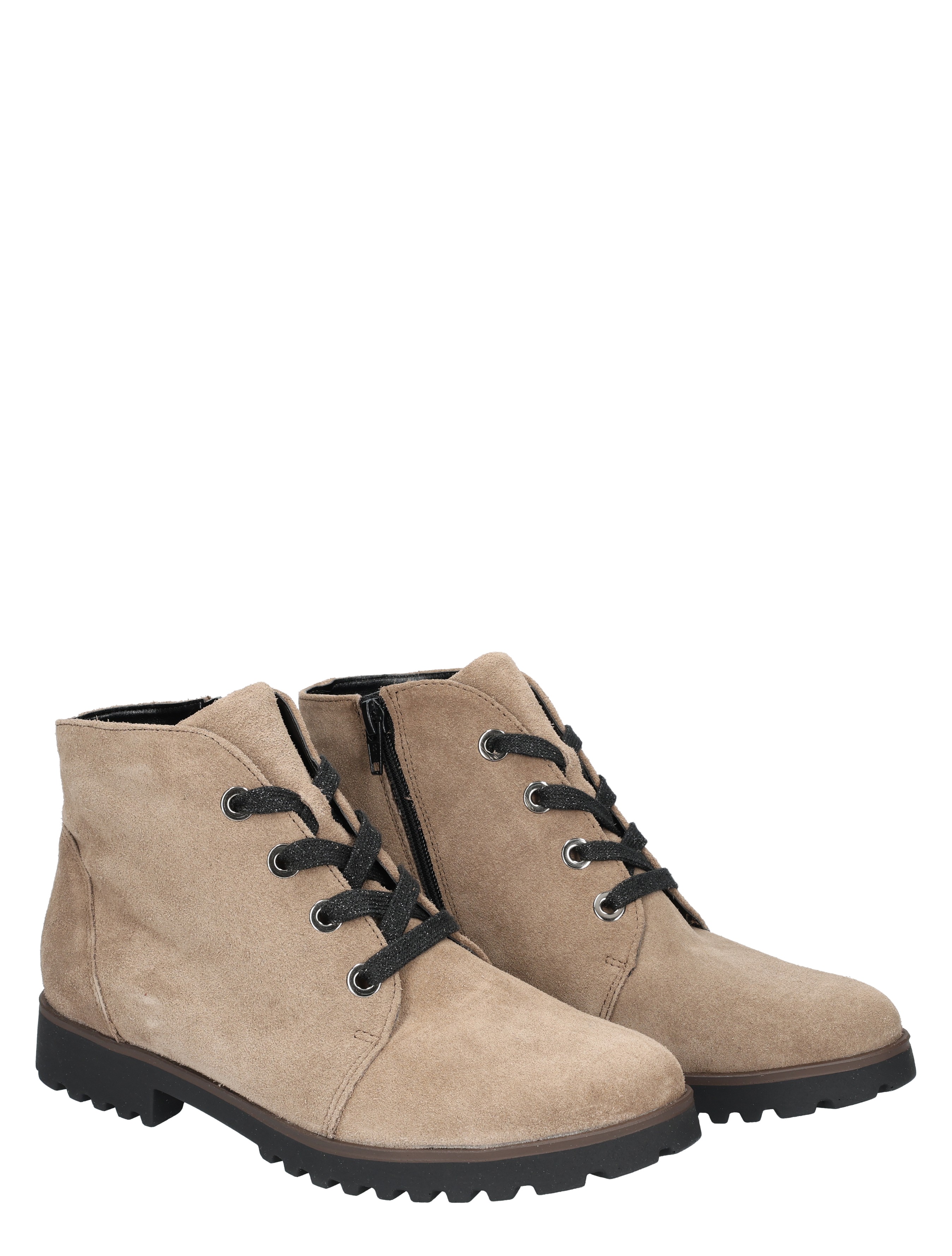 laarzen, botin, taupe, suede, zwarte zool